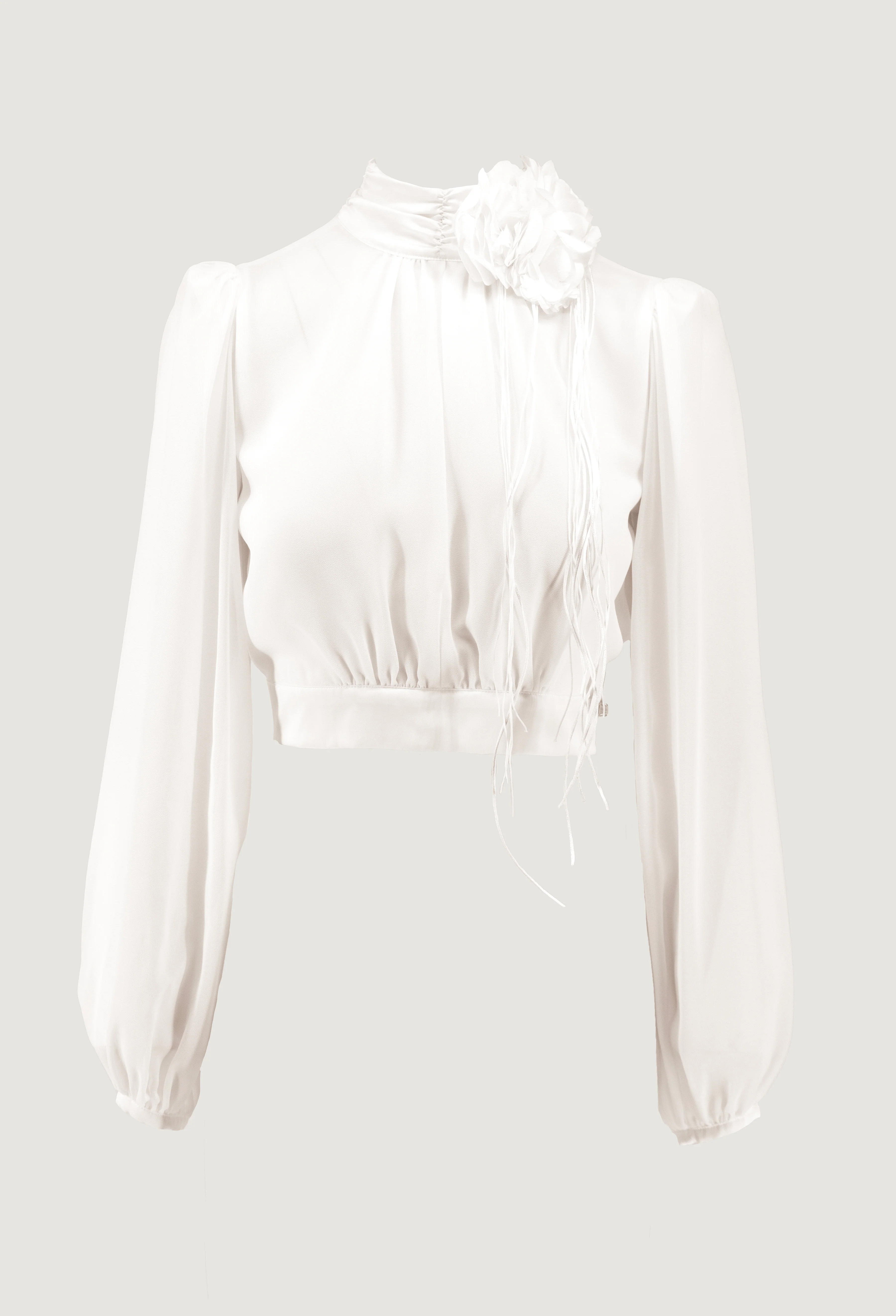 Blusa ARNO corta manica lunga con ap.dietro più fusciacca più spilla fiore - Image 6