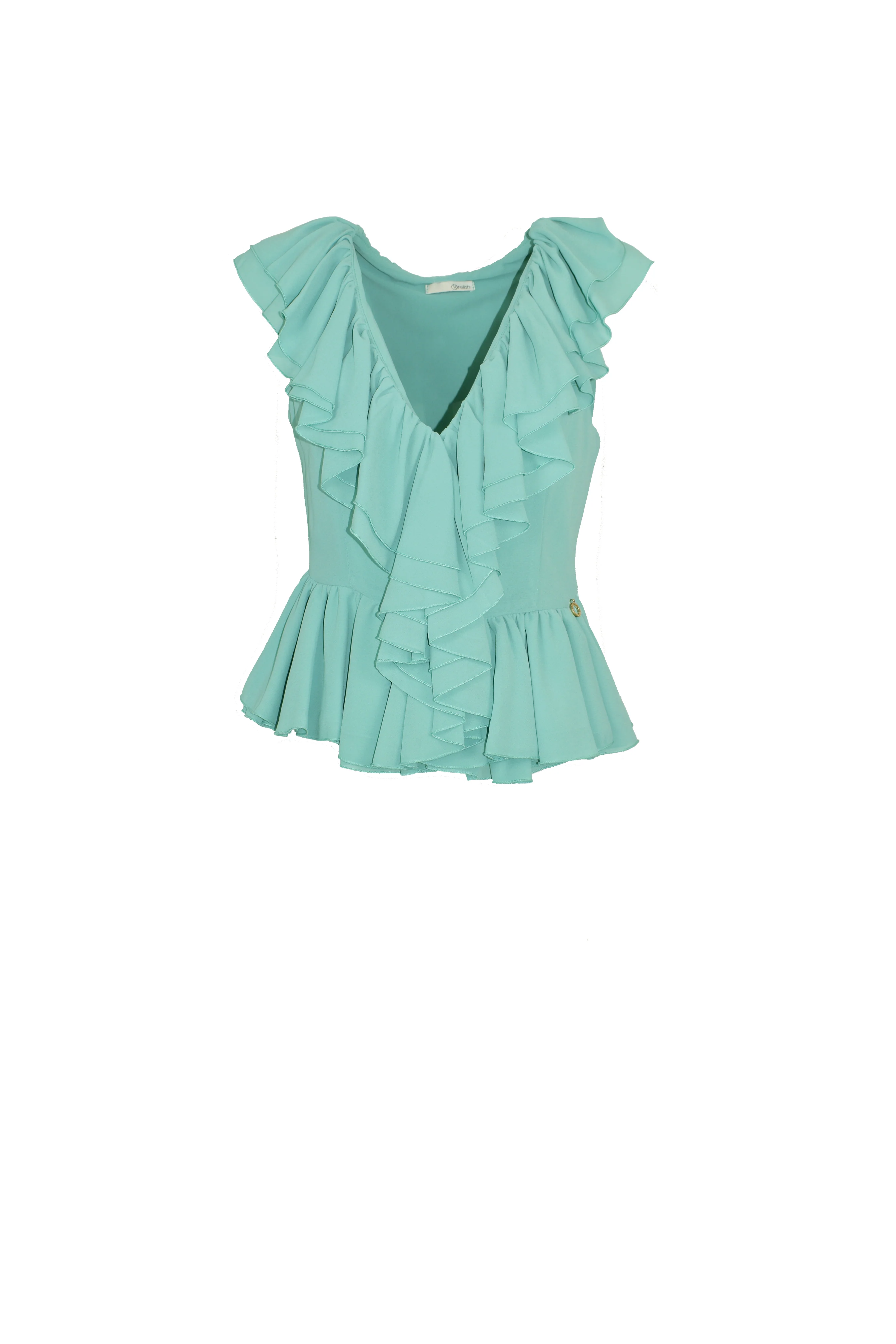 Blusa AURORITA senza maniche scollo a V profondo con volant - Image 6
