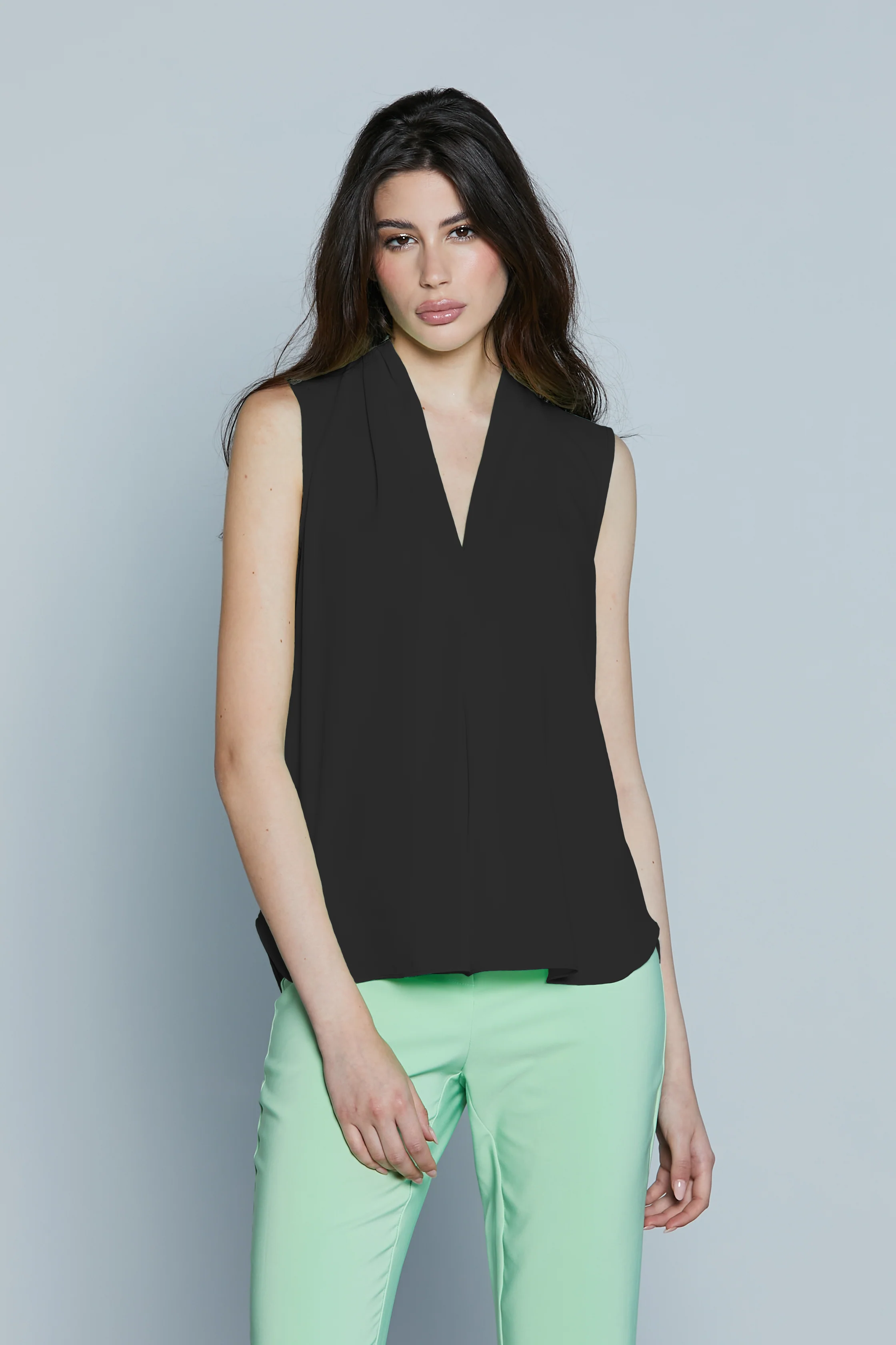 Blusa CHICLANA S/M Colletto con Pieghe più Scollo V con Pinces - Image 8
