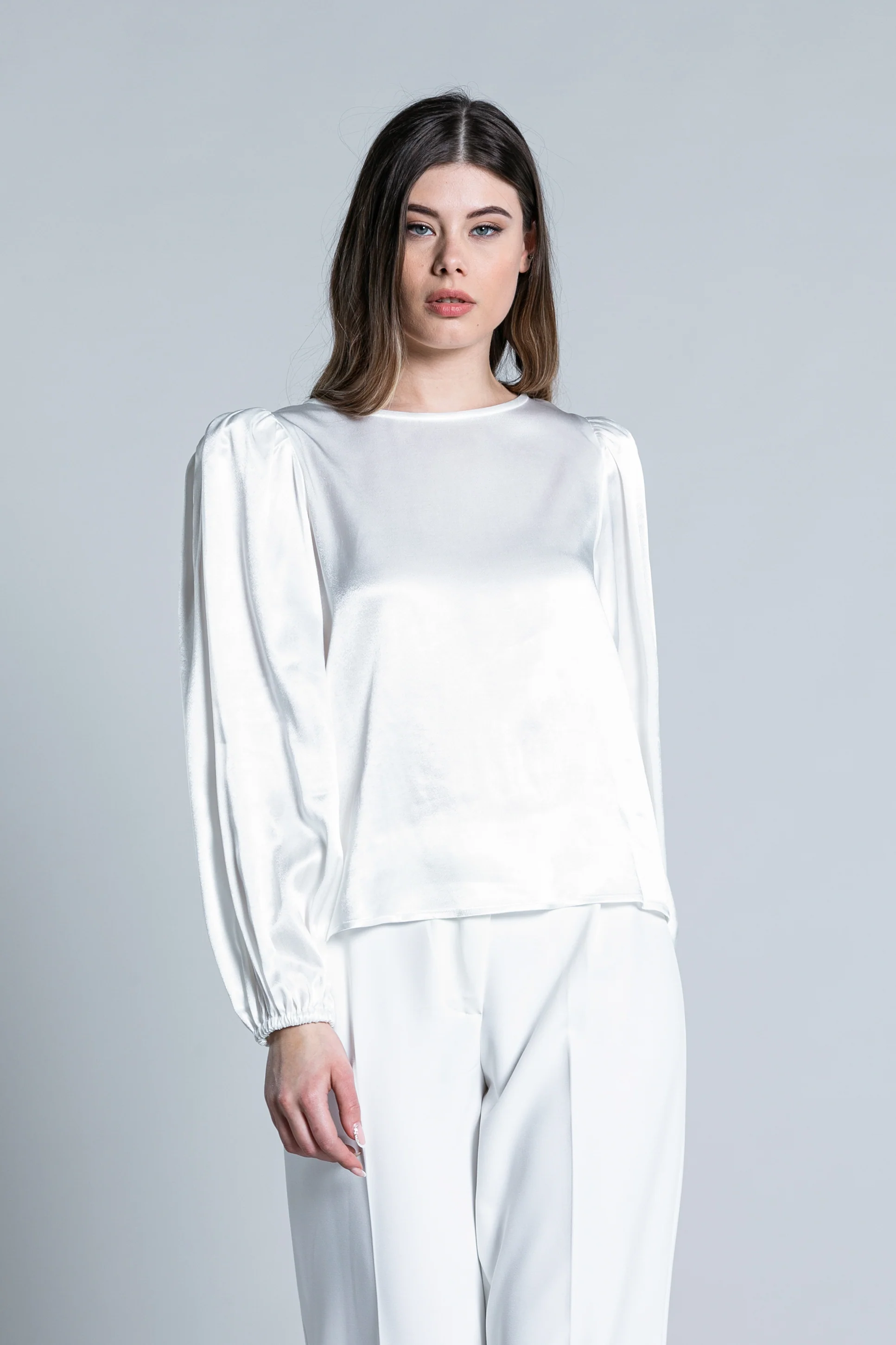 Blusa CLOE manica lunga palloncino con goccia schiena