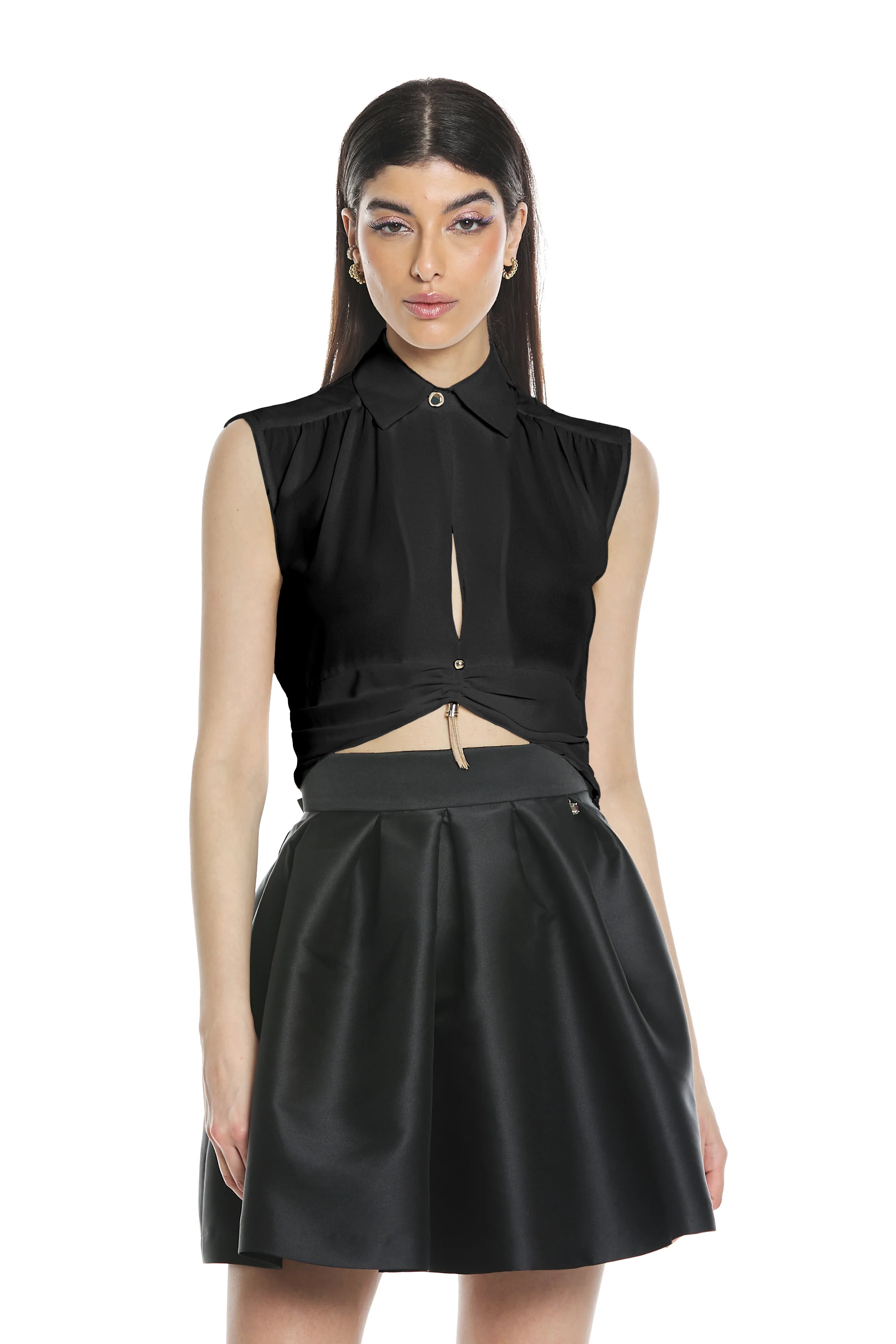 Blusa CORNIOLA senza manica sc.v con accessorio catene pendenti - Image 6