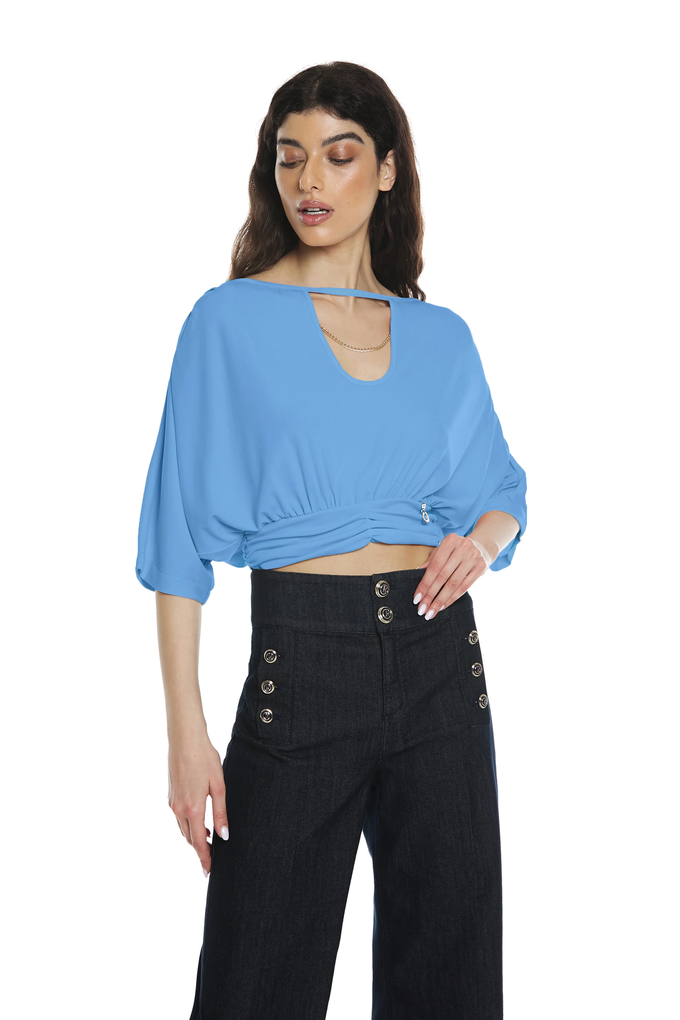 Blusa DIANAS corta m.3/4 pipistrello con incr.schiena più goccia più catena - Image 5