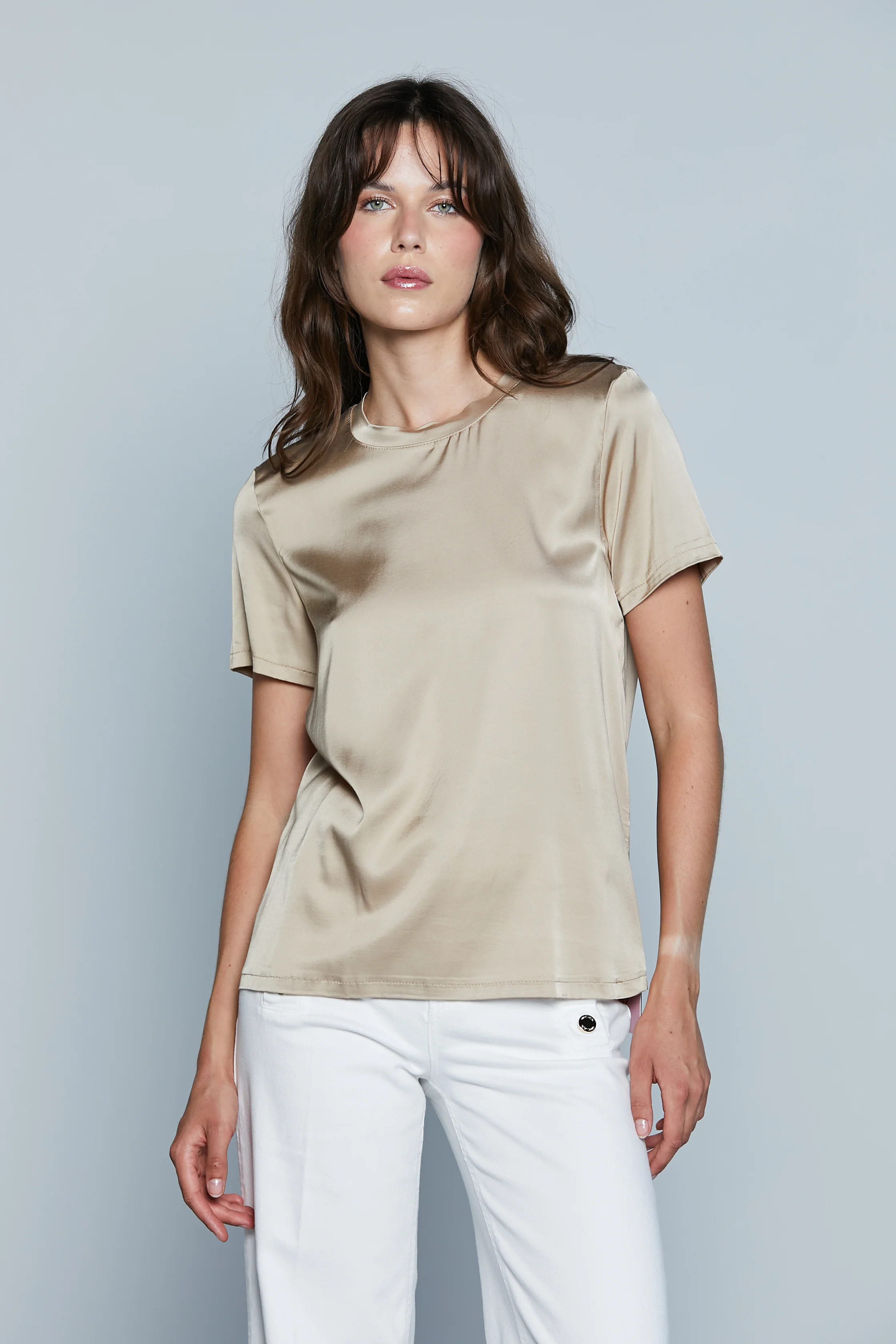 Blusa ERMIONE in raso mezza manica
