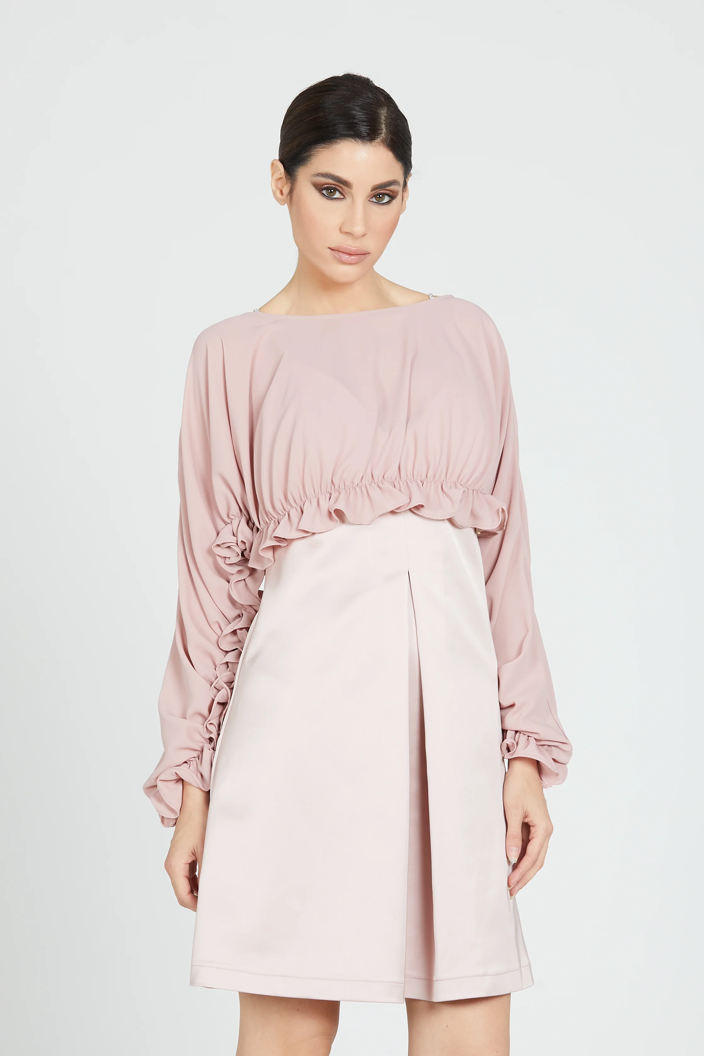 Blusa KABRUM corta manica lunga arricci rouches - Image 2