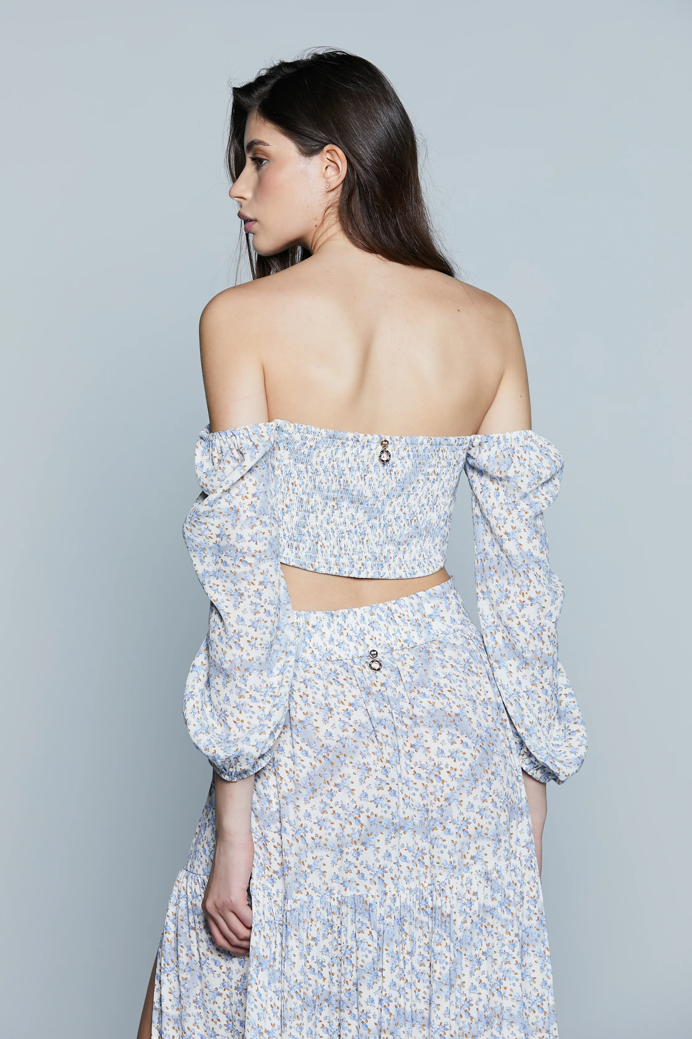 Blusa METZ Corta M.3/4 con Arriccio Sc.Cuore con Nodo più Goccia più P.Smok F.Fiori - Image 3