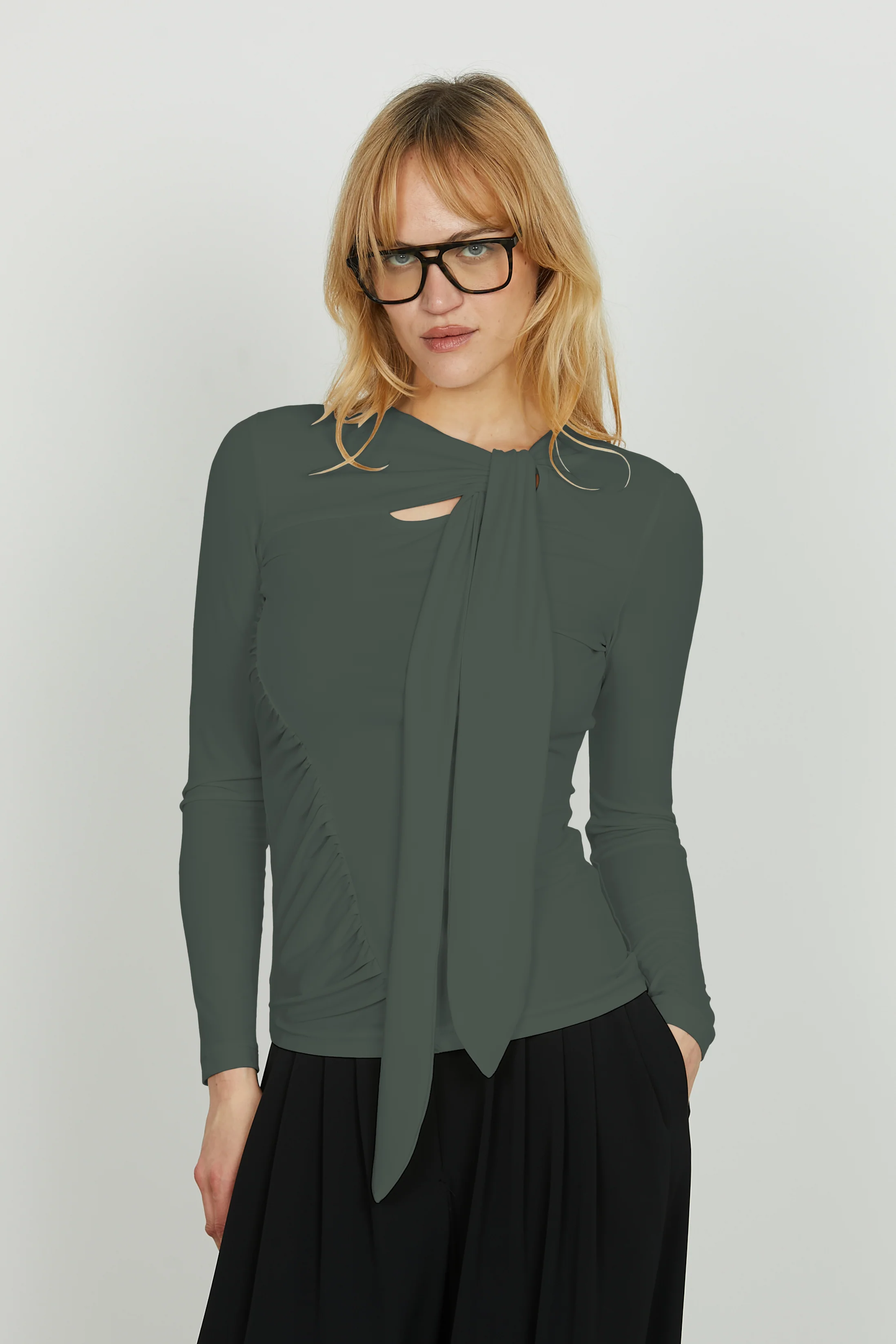 Blusa MOREN manica lunga con pieghe più goccia seno più fusciacca - Image 5