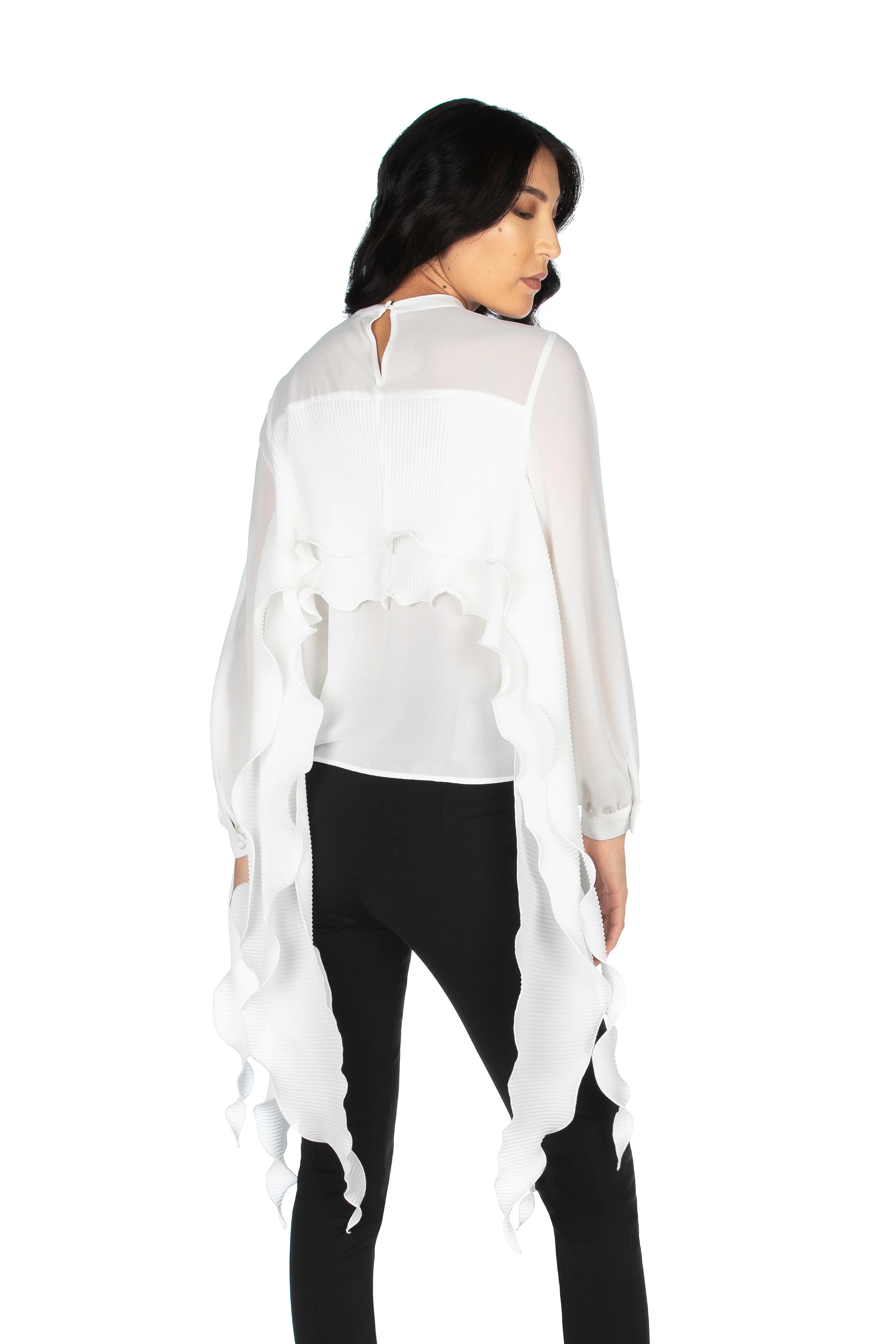 Blusa STRAND manica lunga con volant più plisse' - Image 3