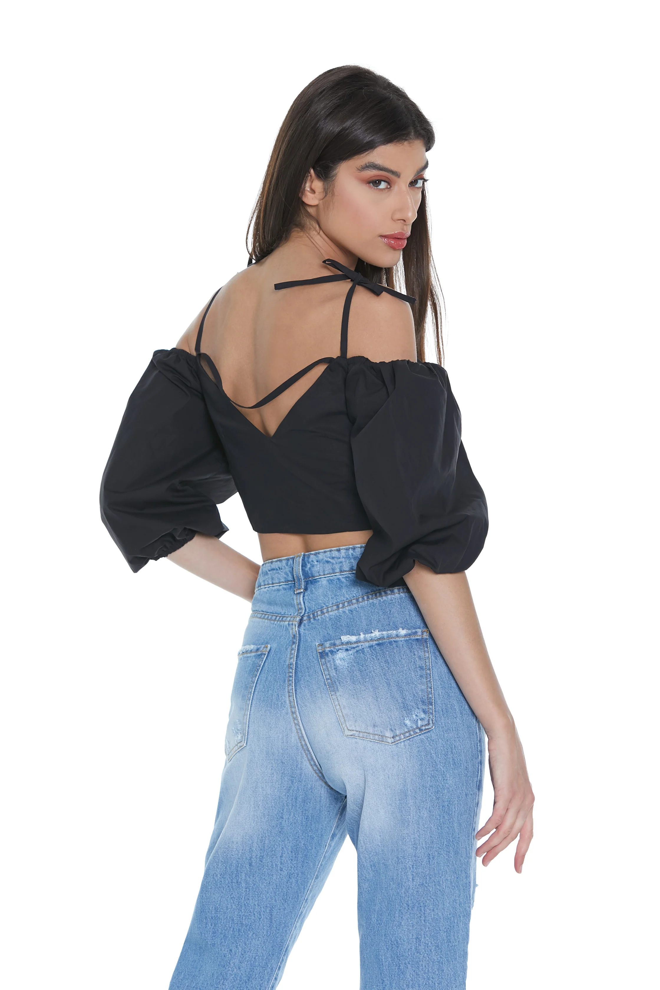 Blusa TAMAMI corta manica a 3/4 palloncino scollo cuore con spalline più arricci - Image 6