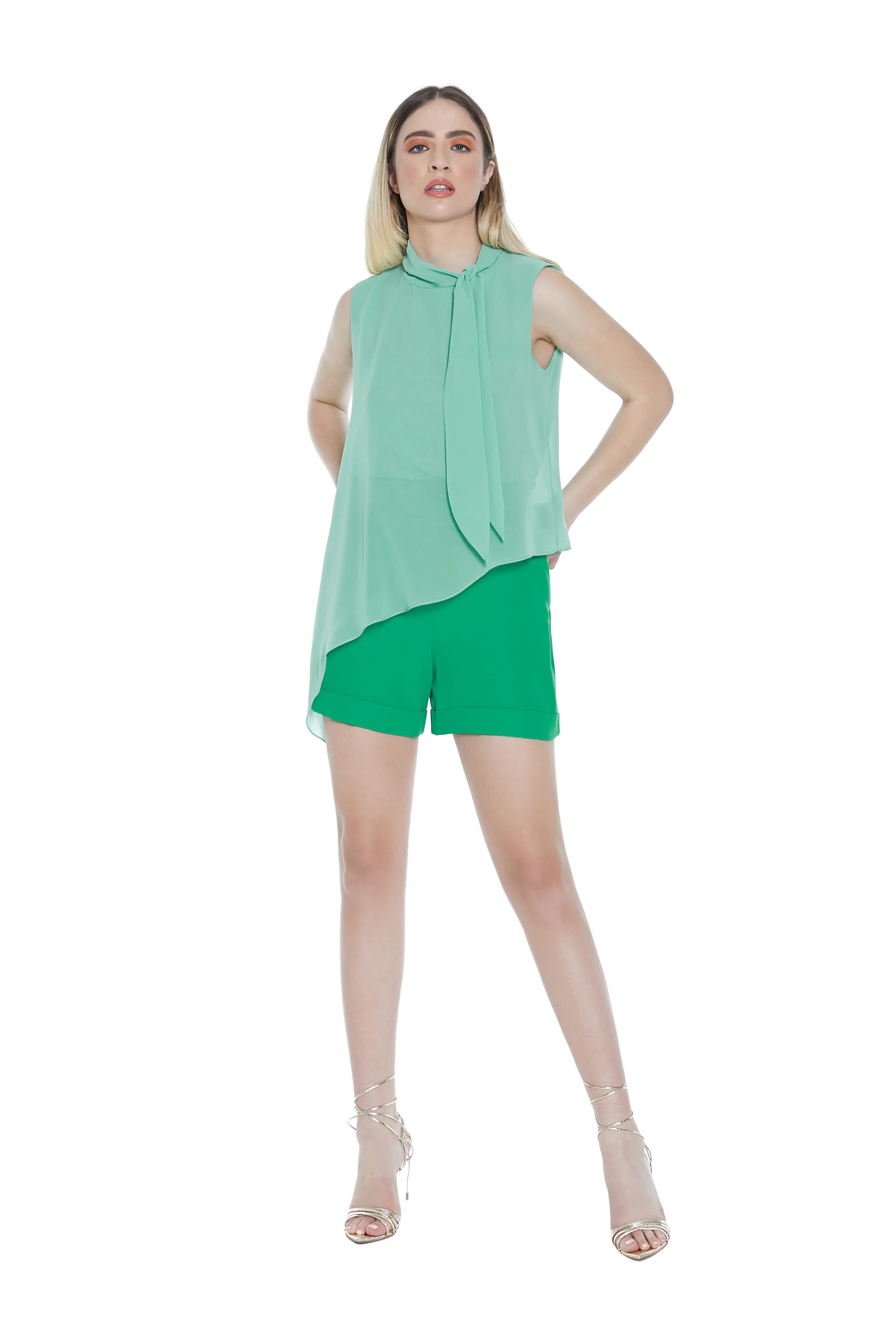 Blusa YUKIKO senza manica colletto con fusciacca asimmetrica - Image 5