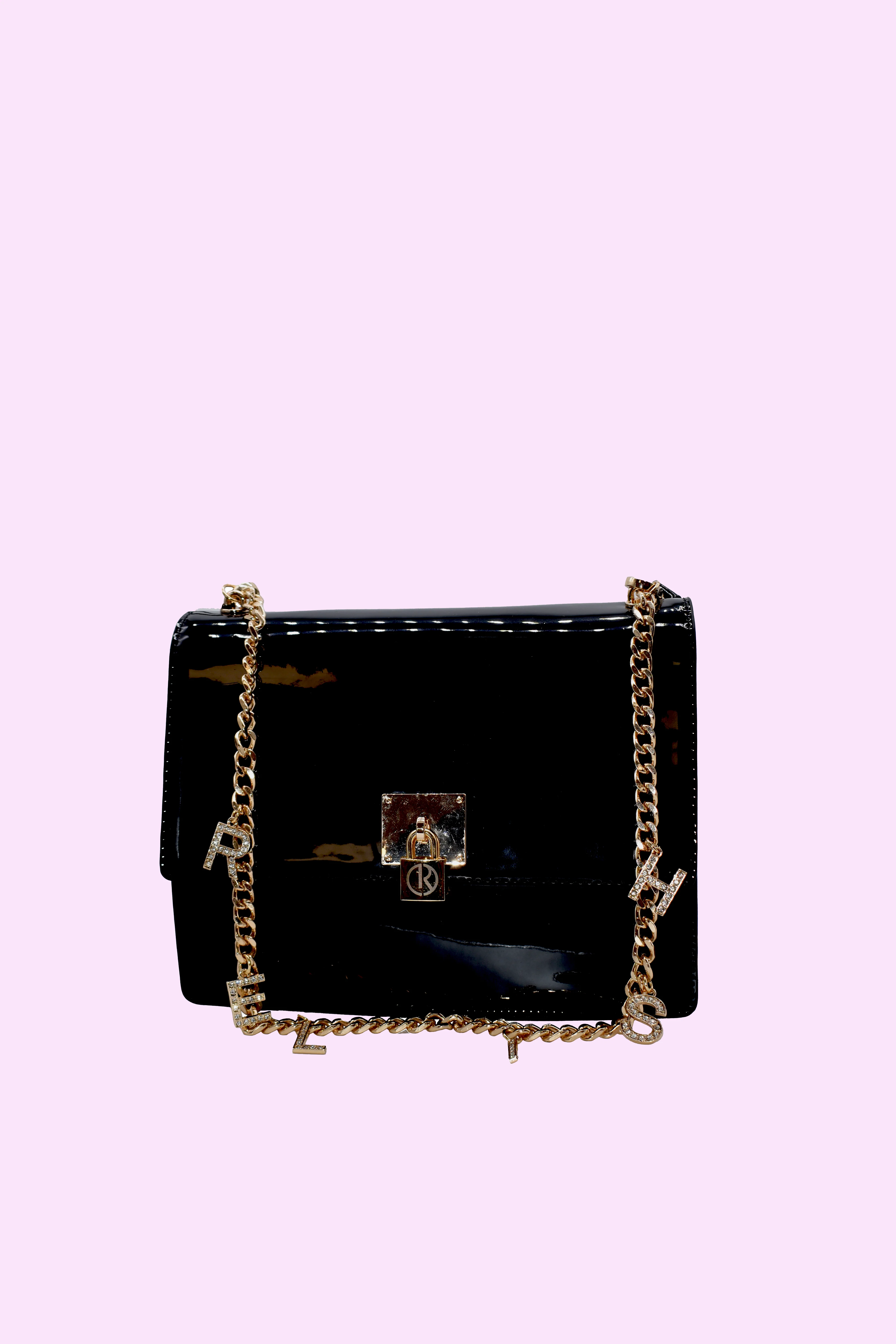 borsa MIRROR_BIG con tracolla catena più ciondoli logo più catenaccio vernice - Image 3
