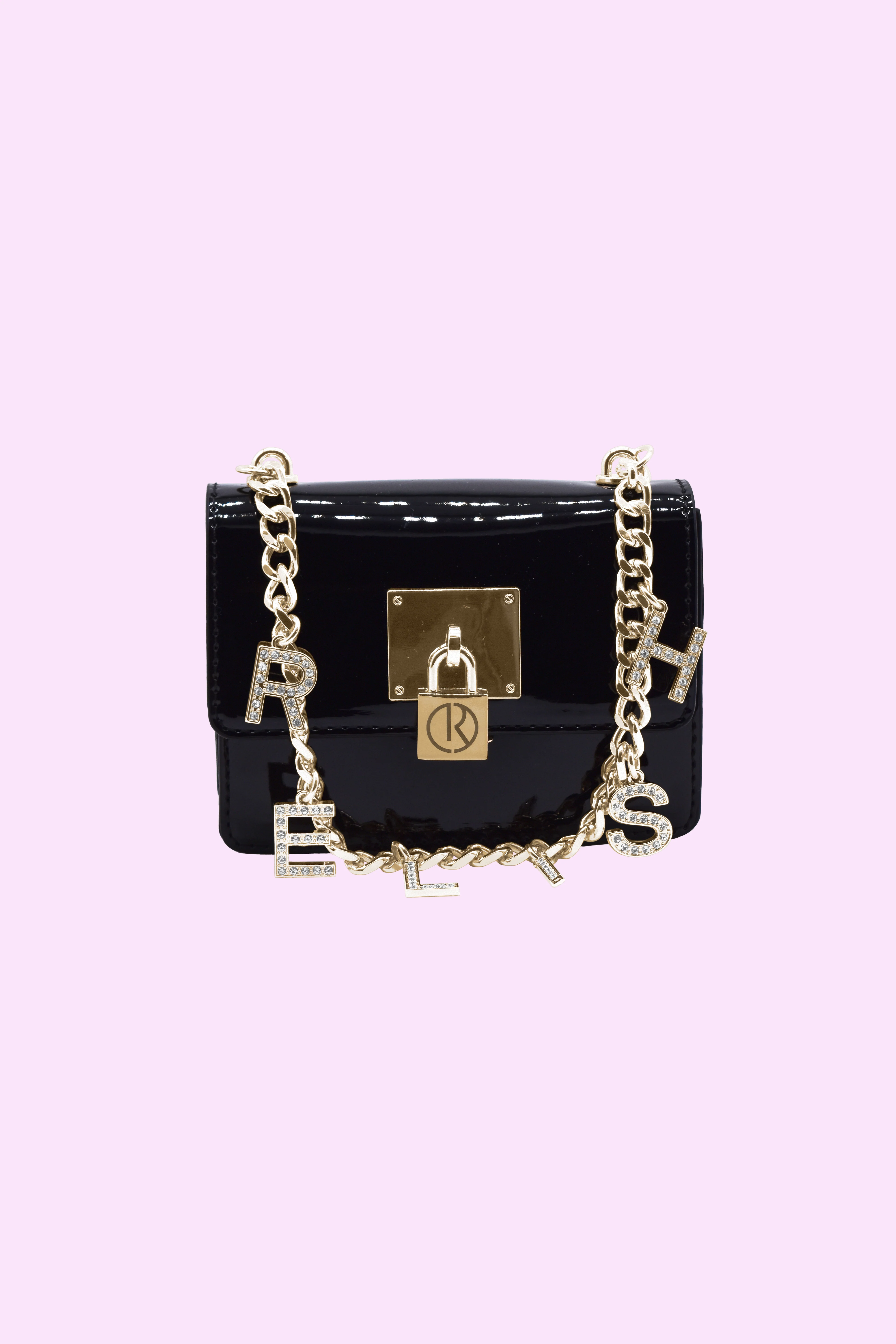 Borsa MIRROR_SMALL a mano con manico catena più ciond.logo più catenaccio vernice - Image 3