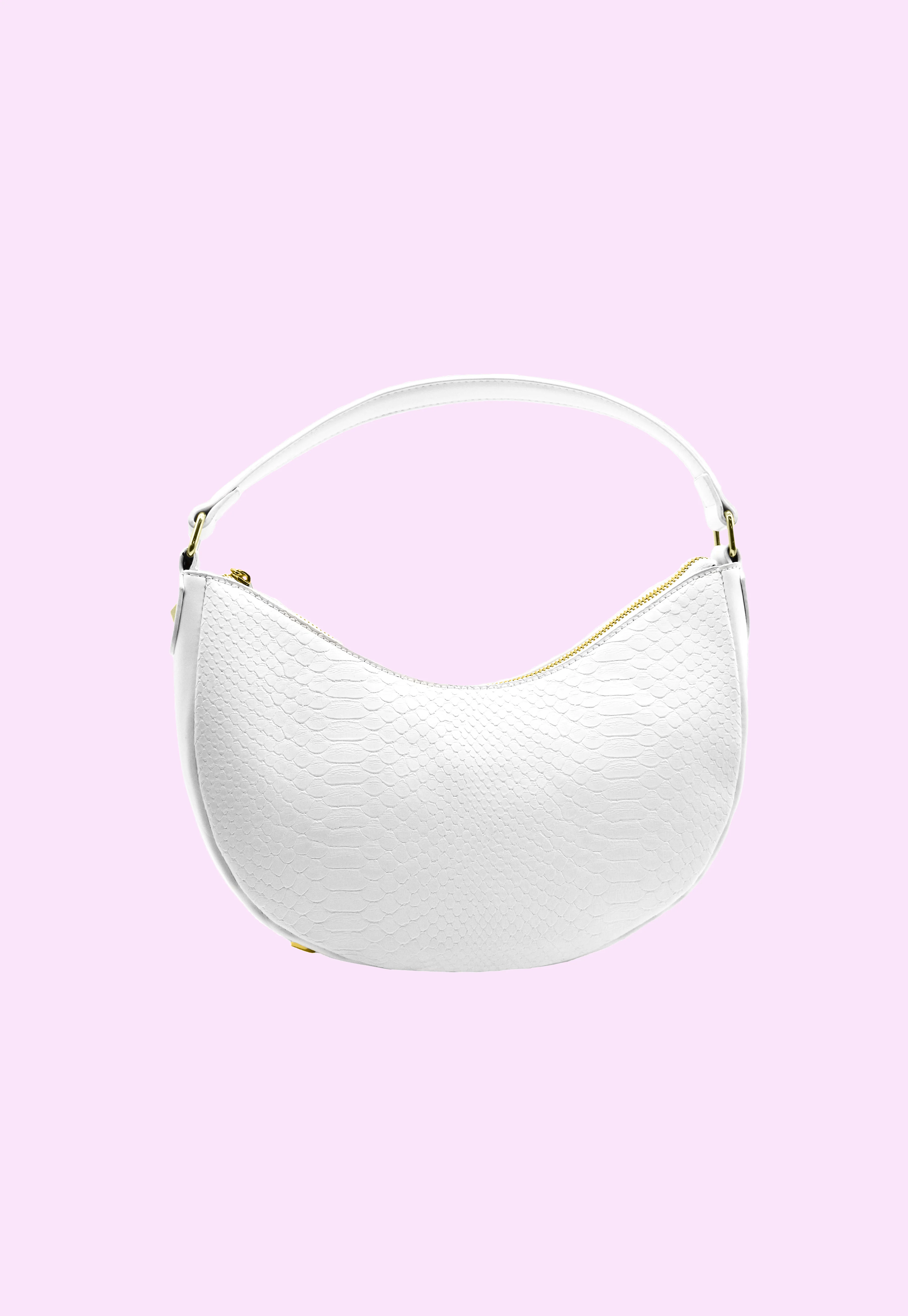 borsa PYTHON_LITTLE mezzaluna 1 manico più zip coccodrillo con borchie più logo ec