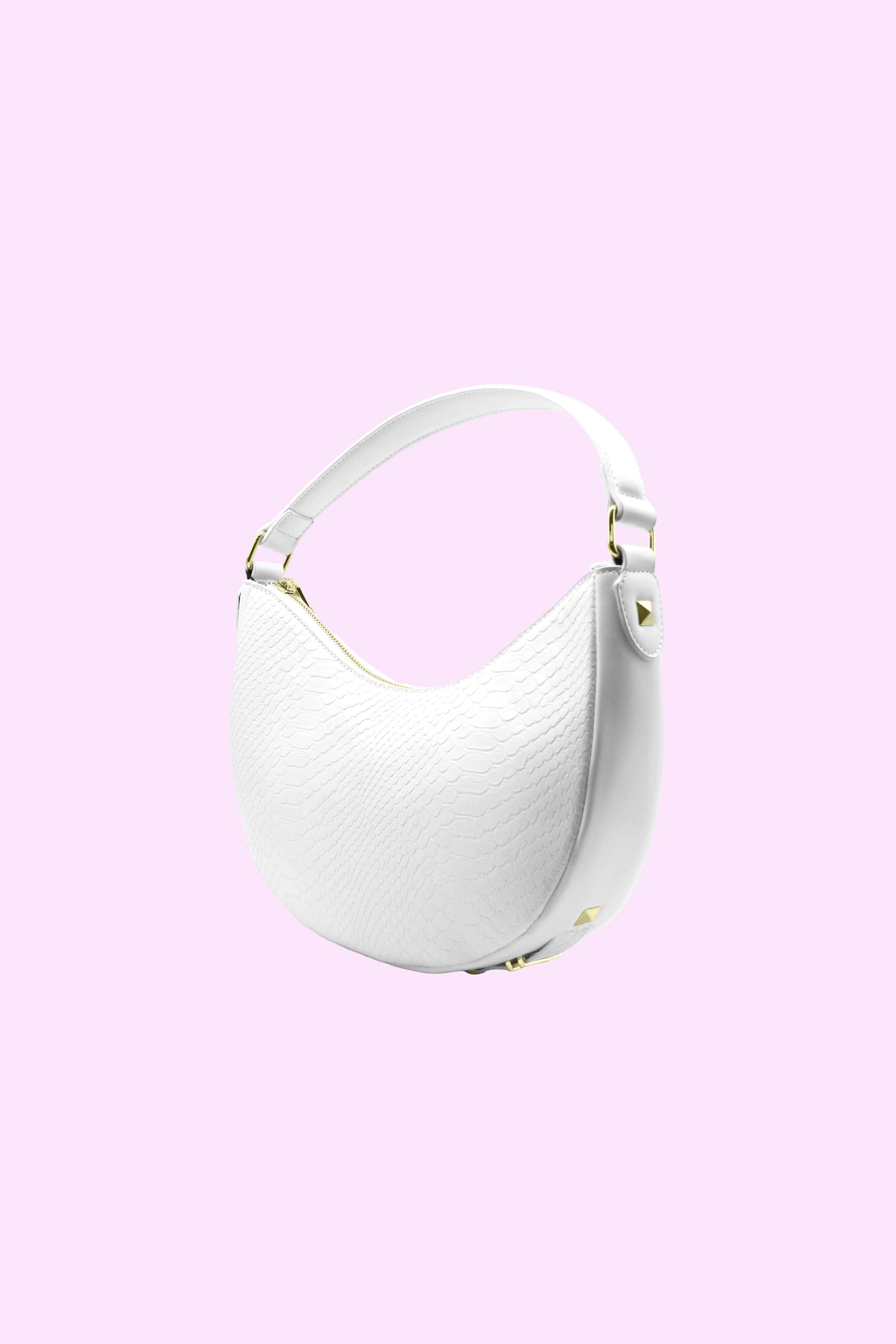 borsa PYTHON_LITTLE mezzaluna 1 manico più zip coccodrillo con borchie più logo ec - Image 3