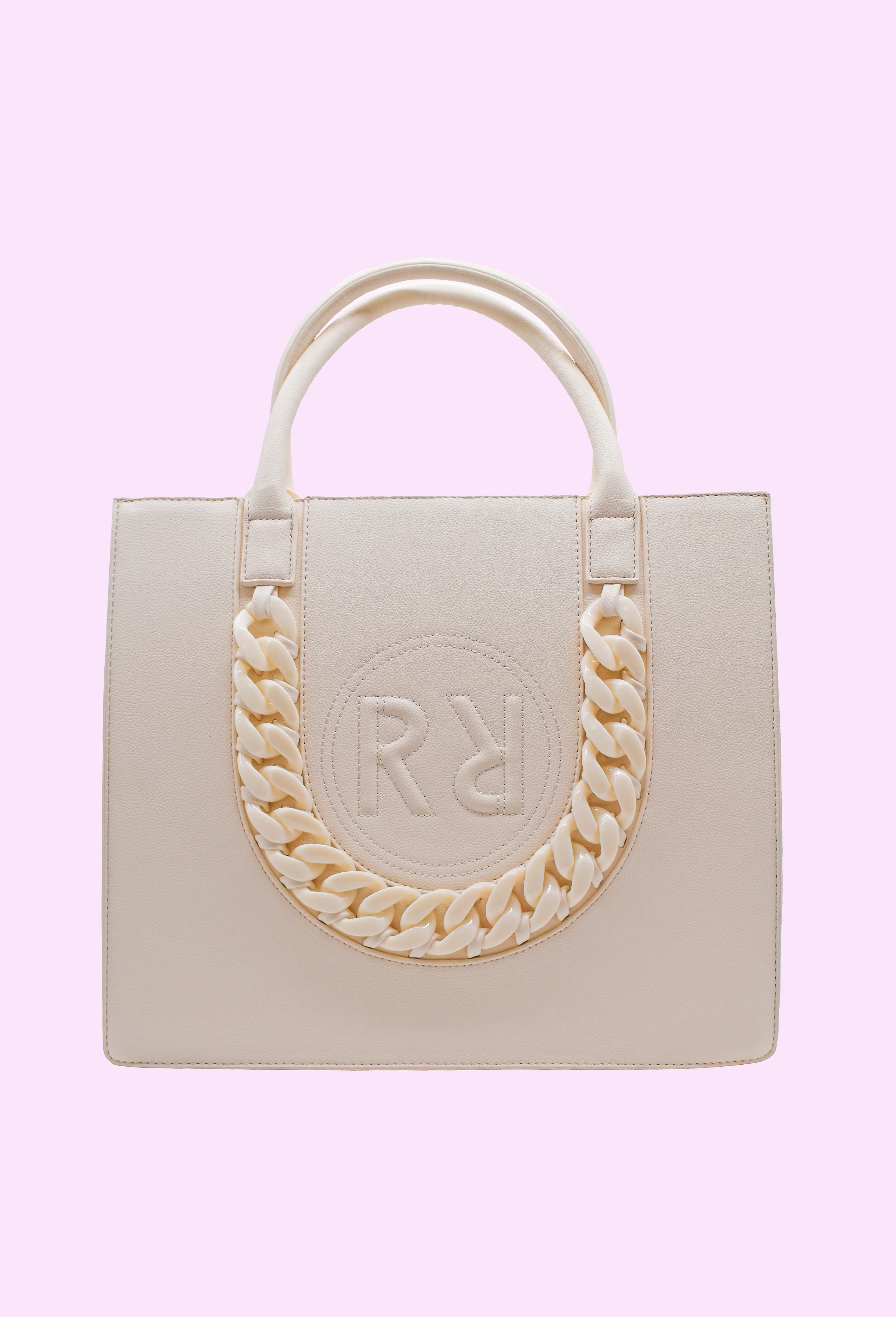 borsa SQUARE 2 manici più zip con intreccio più impunture logo ecopelle - Image 2