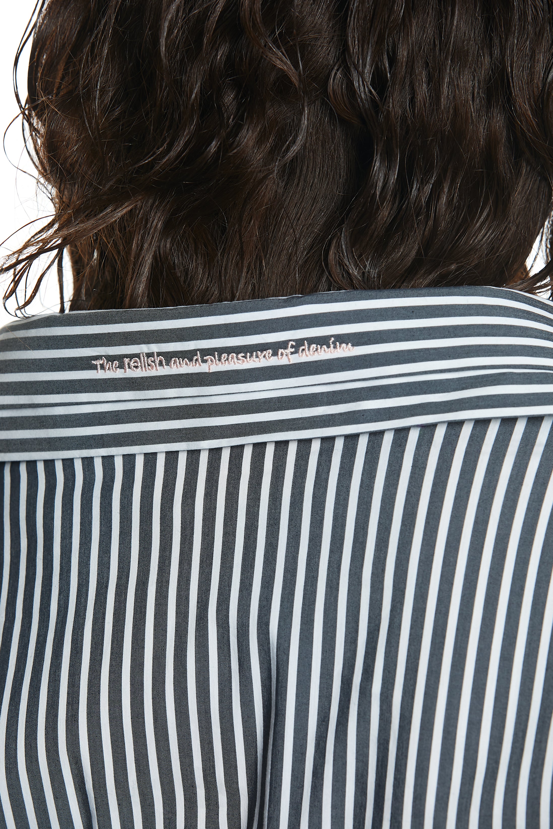 Camicia ARIA corta manica lunga incr.con fusciacca più doppio colletto più ricamo log righe - Image 5