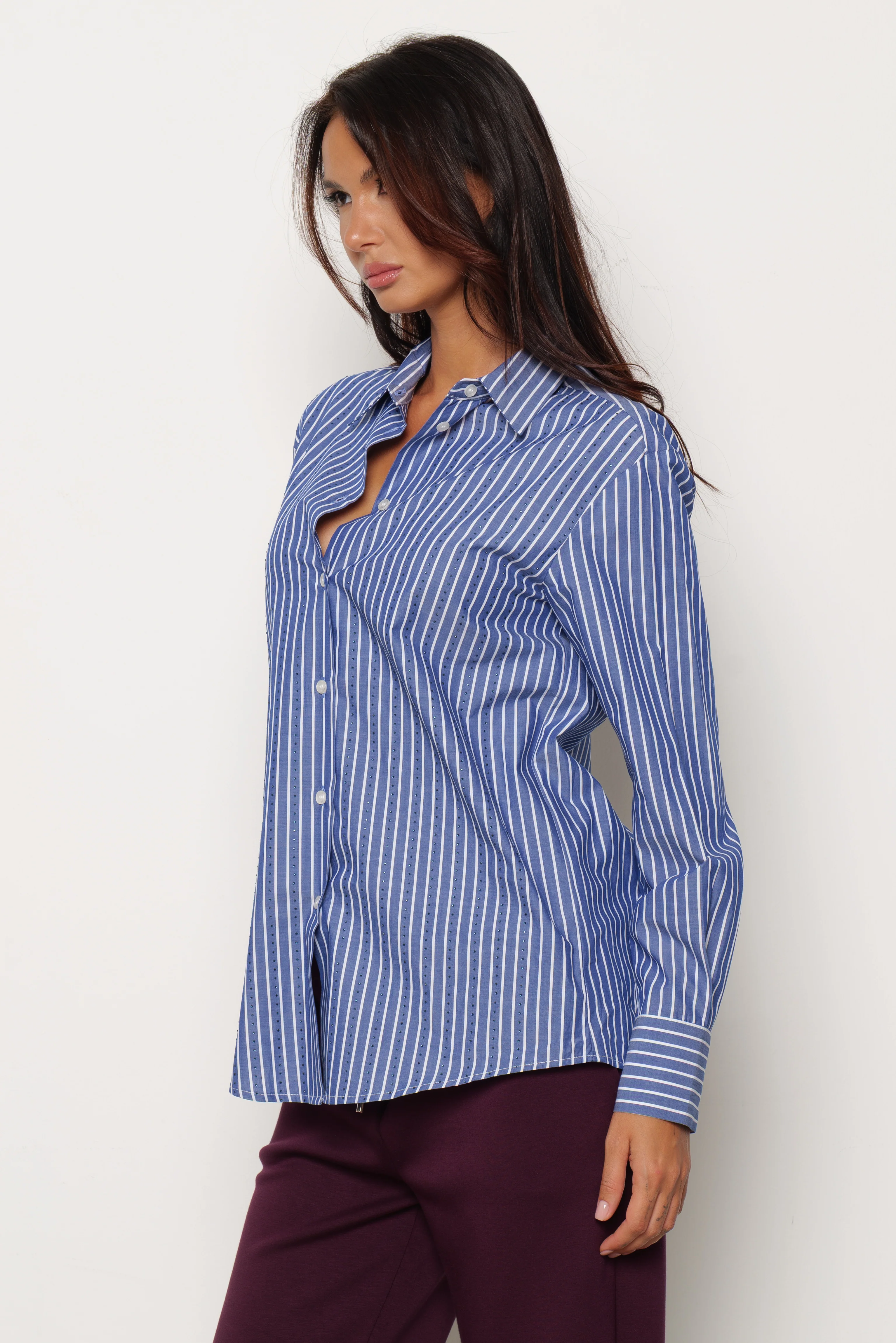 Camicia ASTERIAS_A manica lunga con strass righe - Image 2