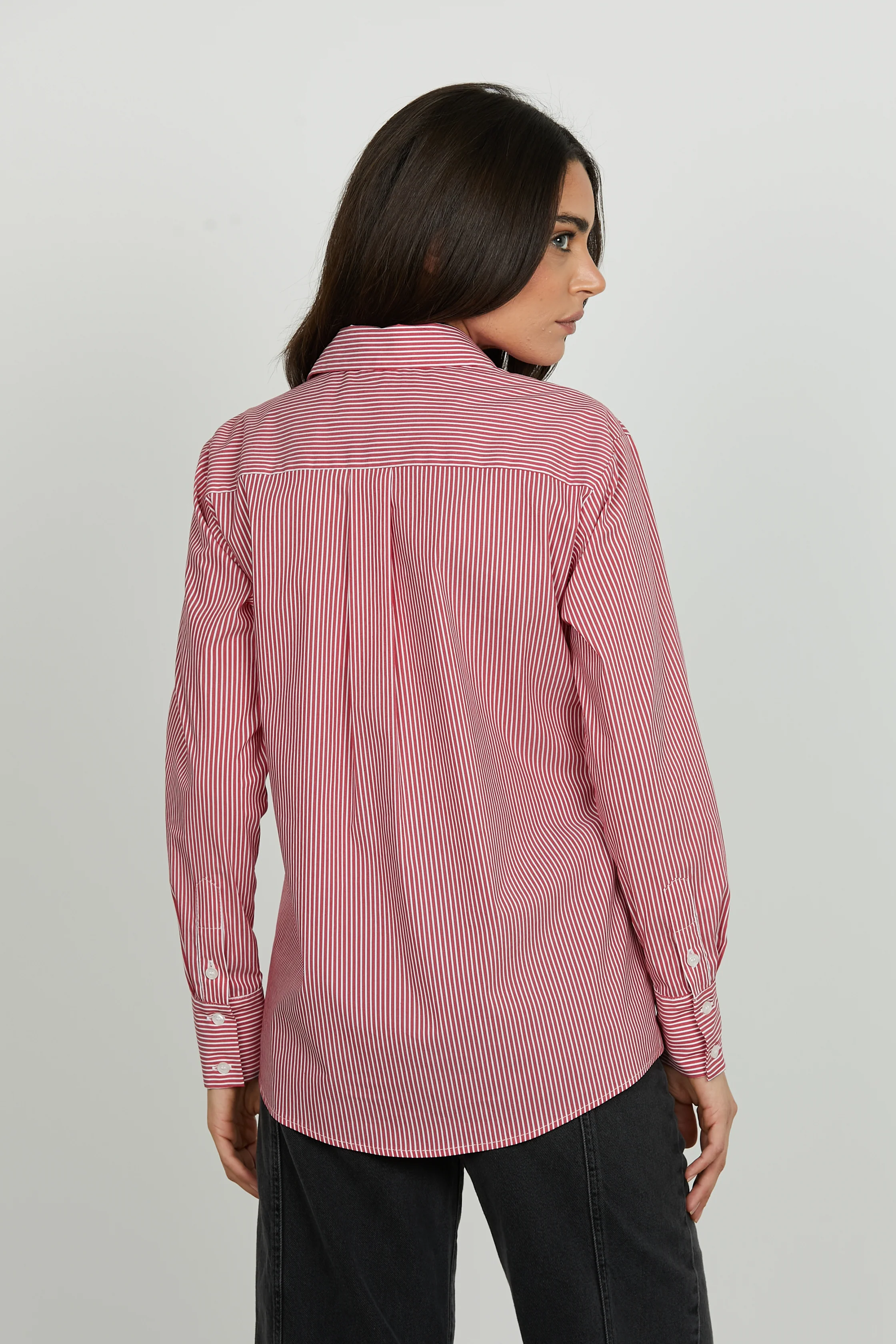 Camicia ASTERIAS manica lunga con tasca più strass righe - Image 3