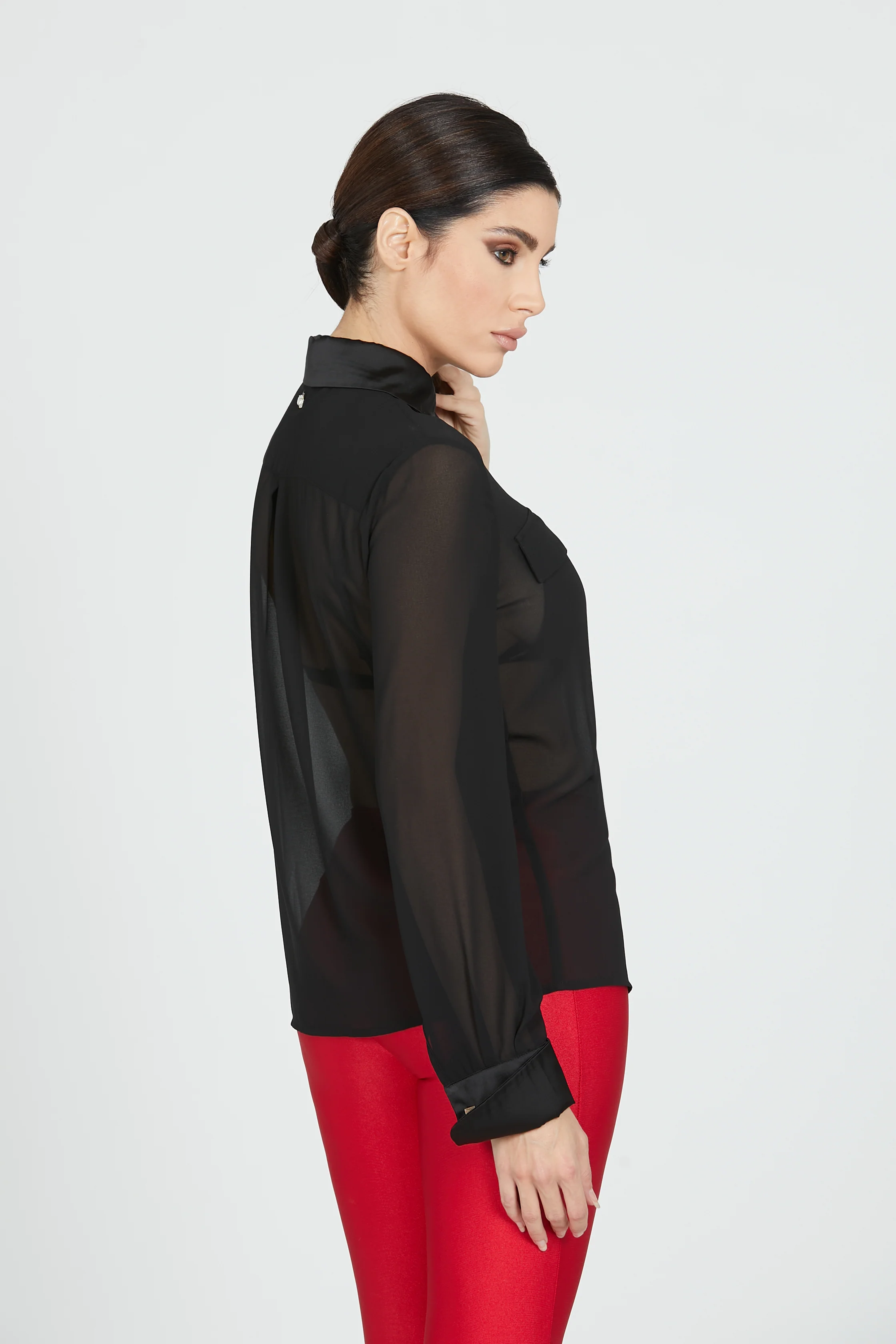 Camicia DIRANNE manica lunga con risv.raso più collana perle e strass lettere - Image 4