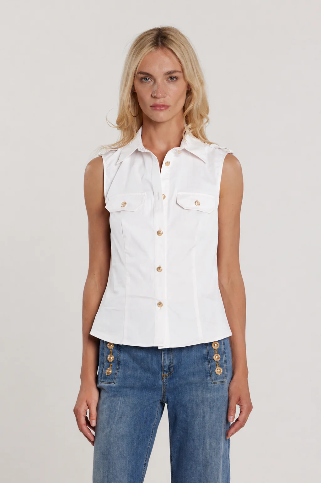 Camicia GORA smanicata con snap più alette più patte - Image 6