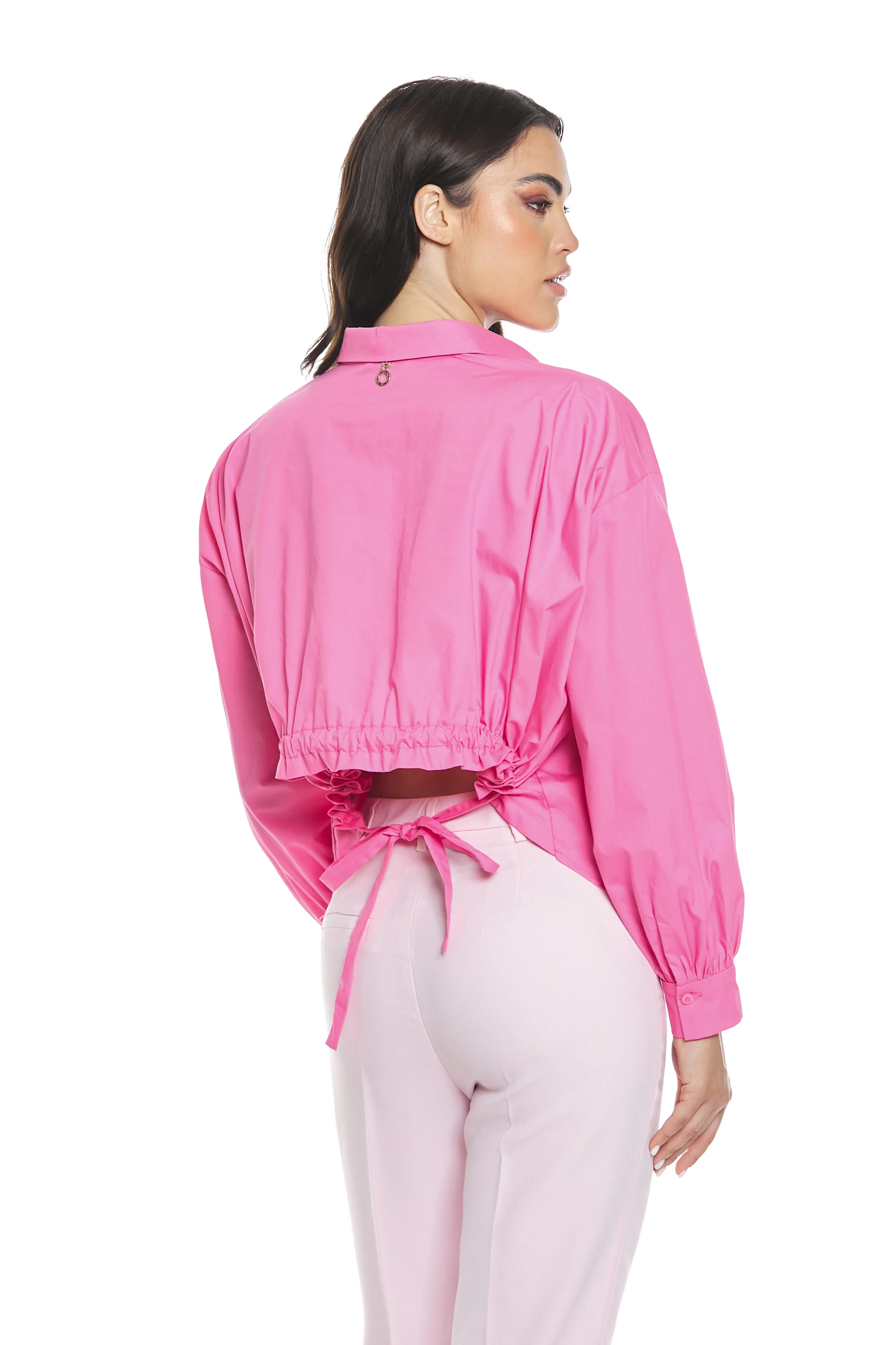 Camicia KOURI manica lunga con coulisse schiena asimmetrico - Image 3