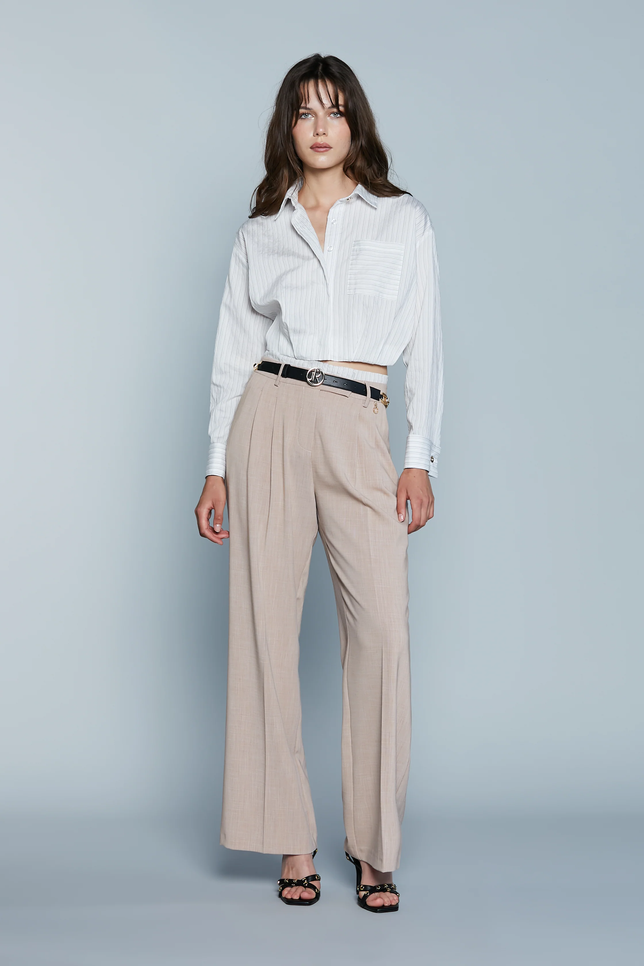 Camicia MAJADA Corta con Polso Doppio più Pieghe più Tasca più Apert.Schiena Righe - Image 4