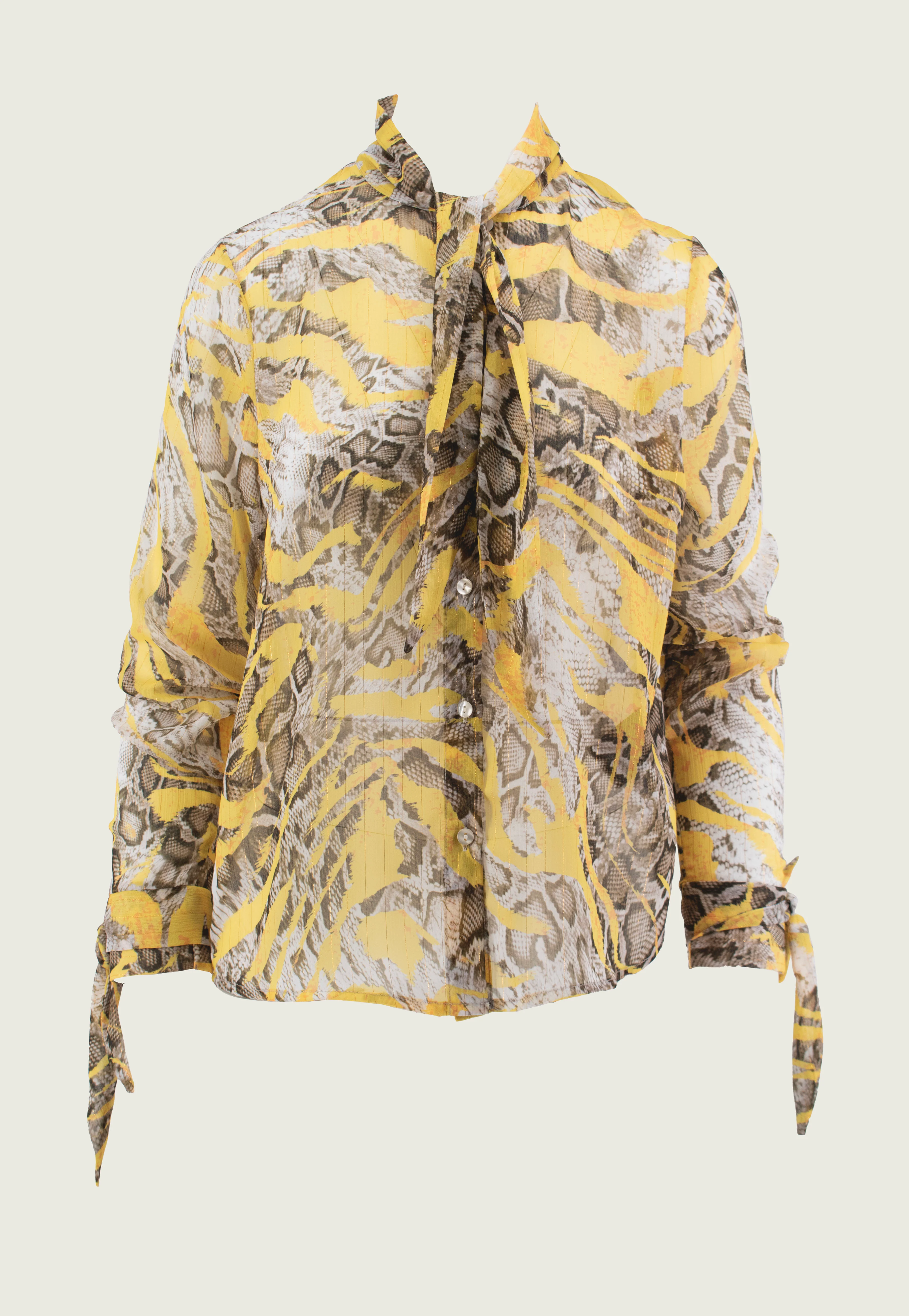Camicia SANF manica lunga con fusciacca animalier più lurex - Image 6
