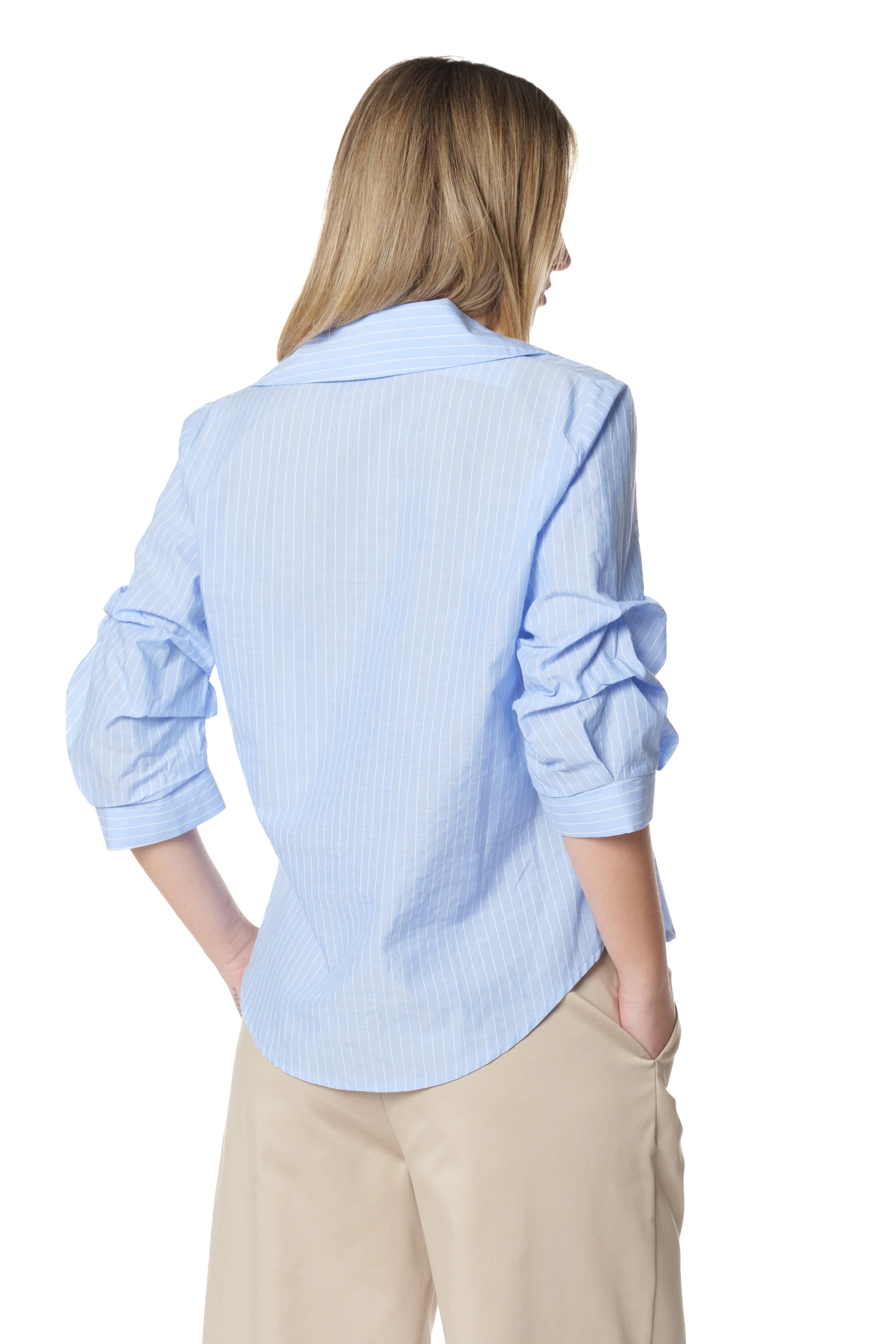 Camicia ZENA incrociata maniche a 3/4 righe - Image 4