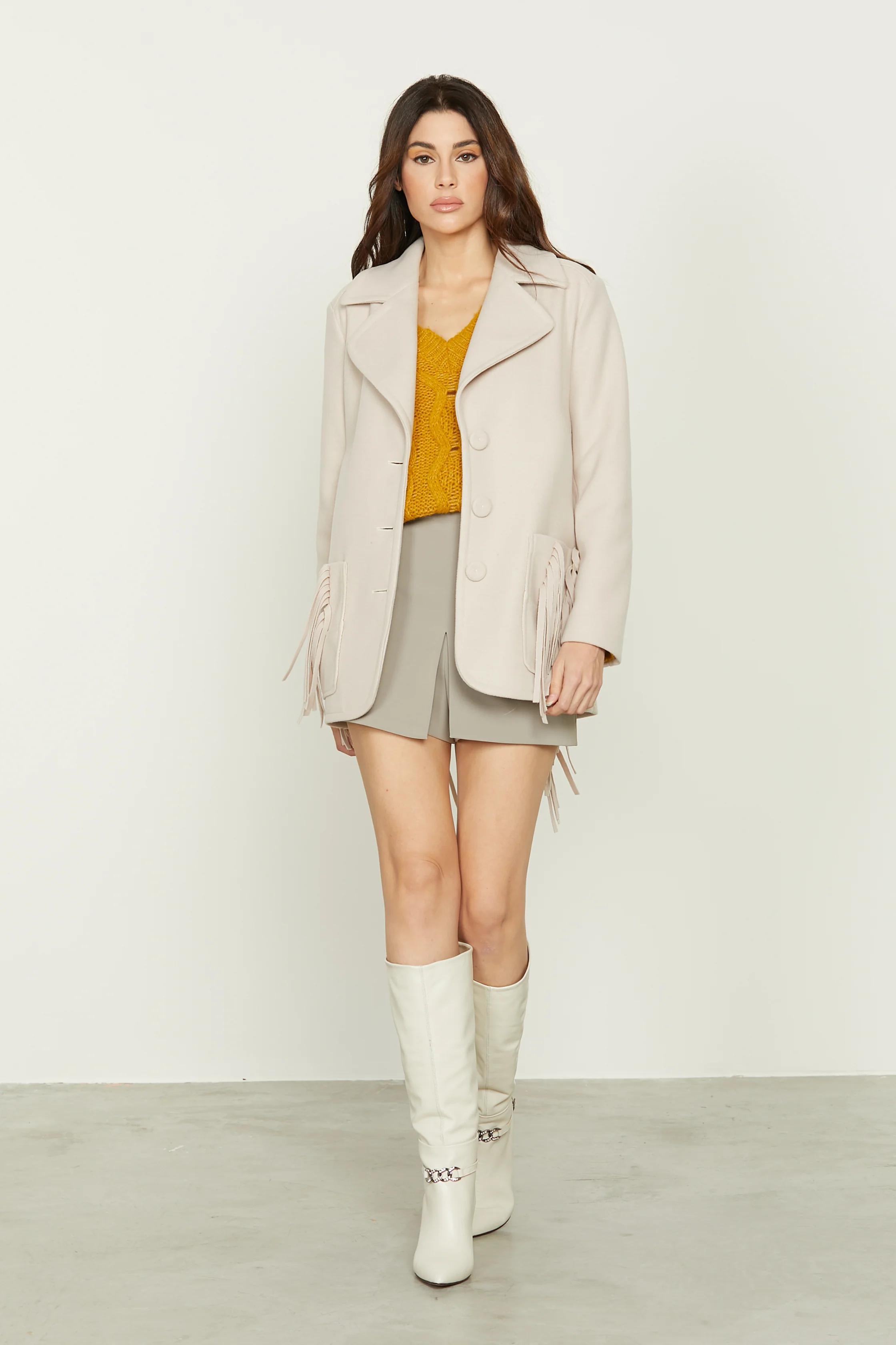 Cappotto BRUMY manica lunga con tasche toppa più frange - Image 7