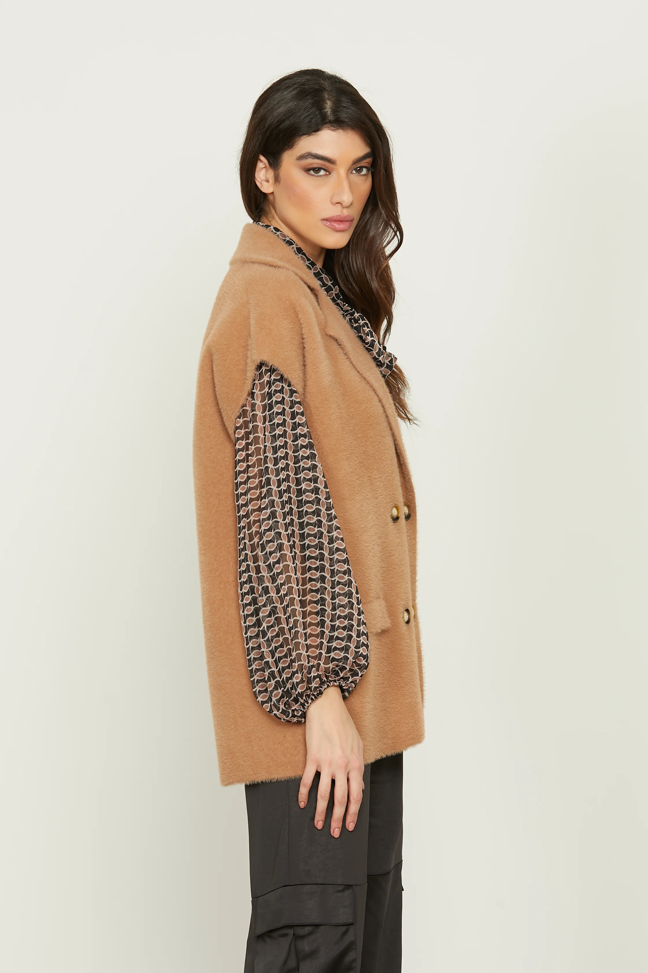 Cappotto gilet REBBY mezza manica aletta doppio petto con patte filato pelliccetta - Image 3