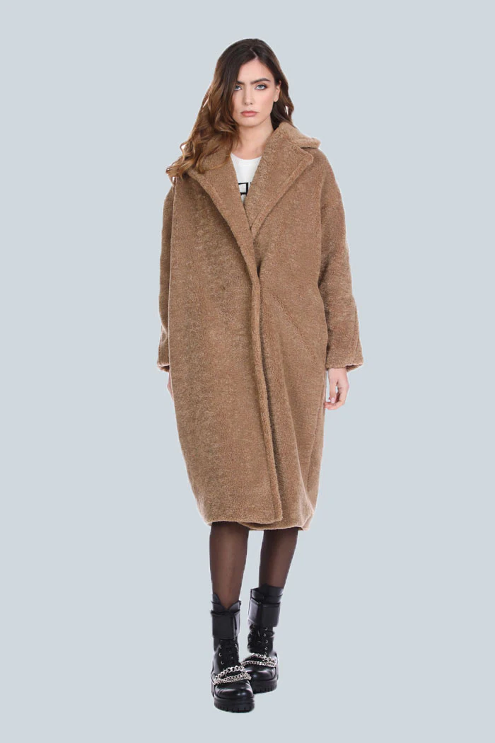 Cappotto TEDDYS lungo manica lunga over doppio petto orsetto - Image 2