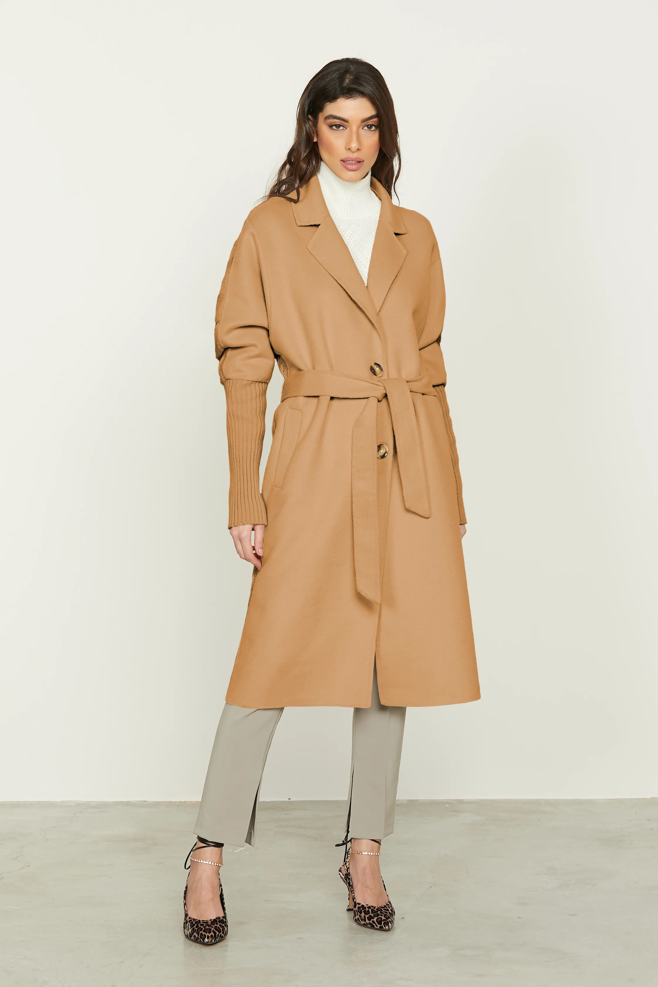 Cappotto TERRY lungo manica lunga con inserti maglia lav.trecce più tasche più cintura - Image 6