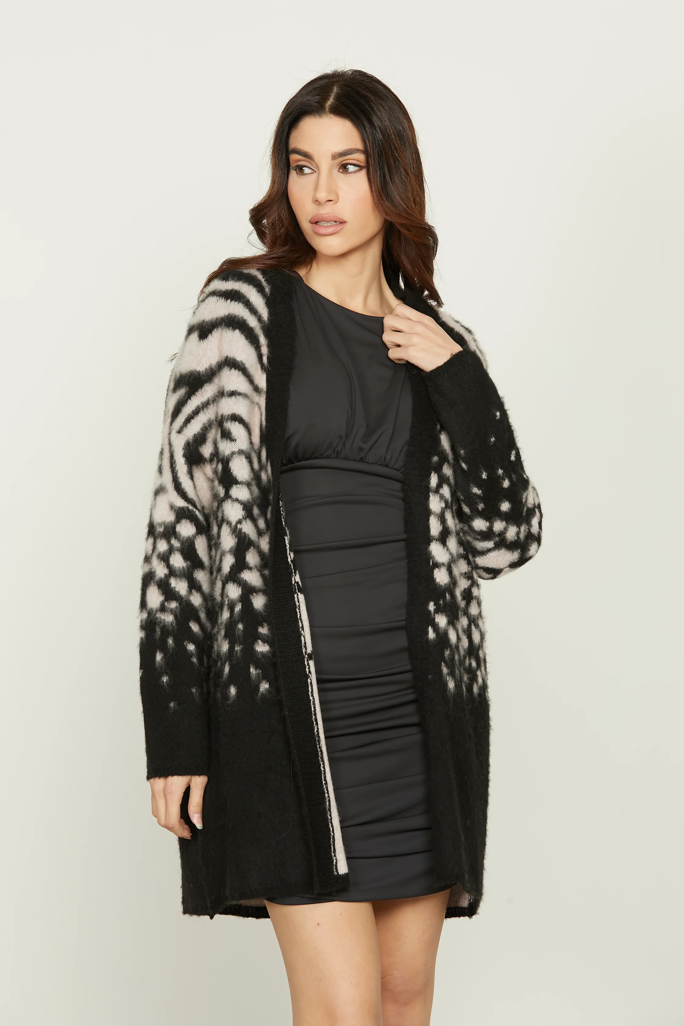 Cardigan BROAD manica lunga jacquard maculato - Image 3
