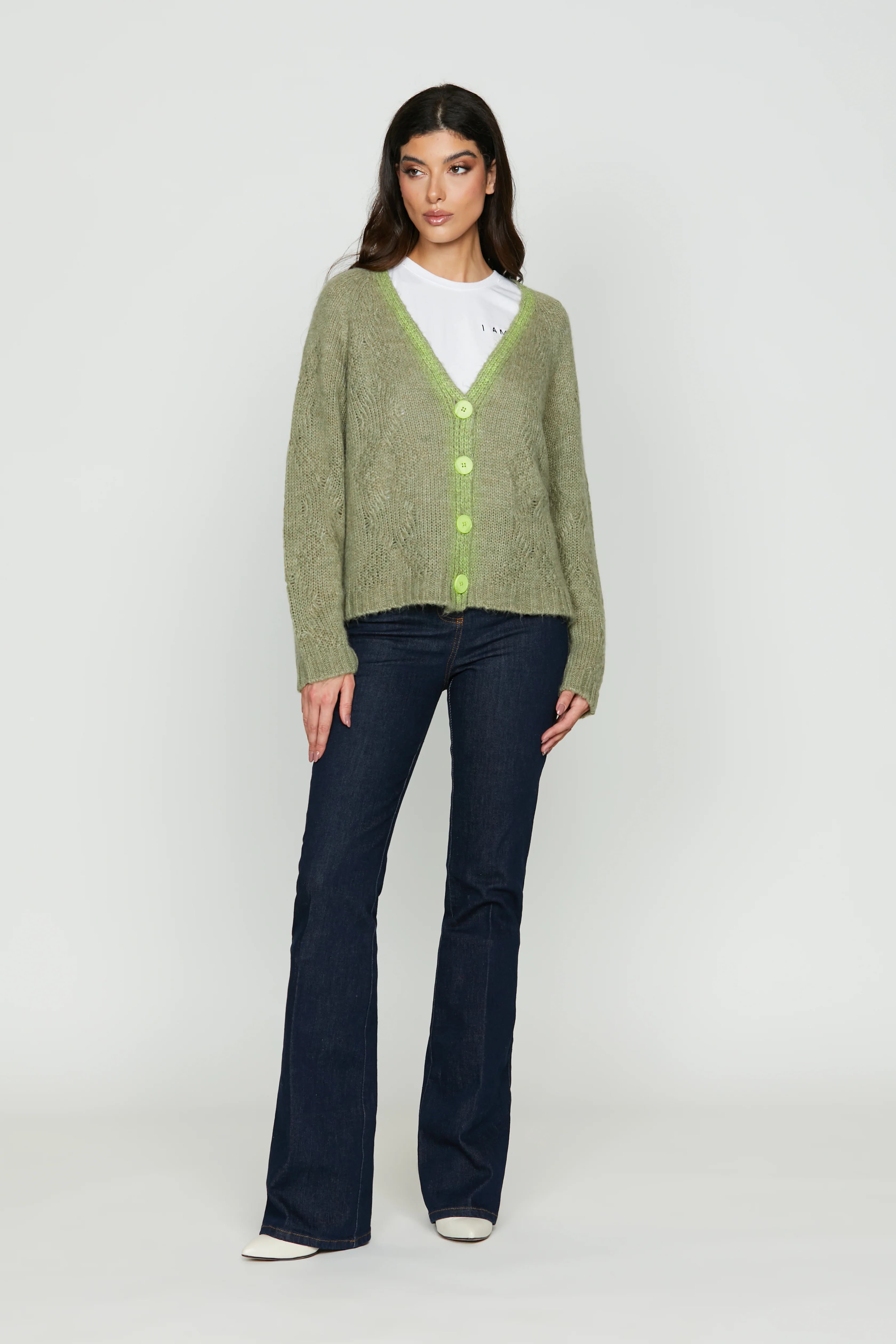 Cardigan CAVOLAIE manica lunga con bottoni più spruzzatura fluo - Image 4