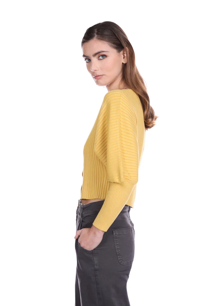 Cardigan JASTAN corto manica lunga pipistrello costine - Image 5