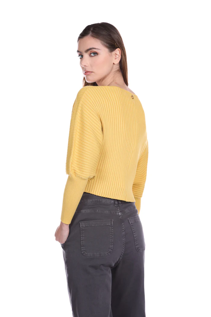 Cardigan JASTAN corto manica lunga pipistrello costine - Image 6