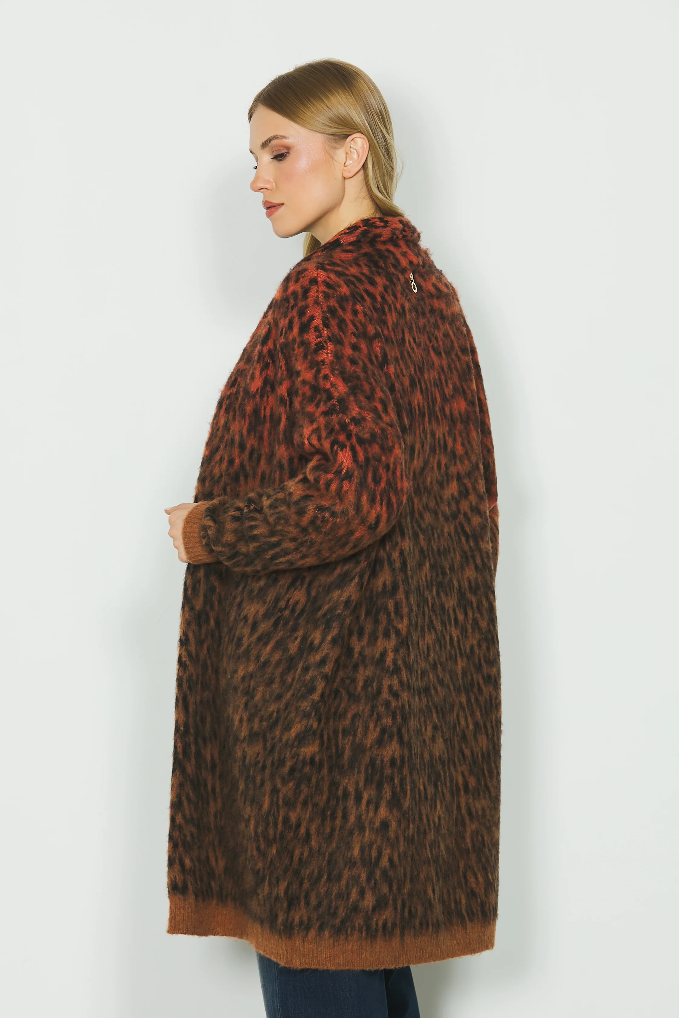 Cardigan MARIKA lungo manica lunga con jacquard animalier - Image 3