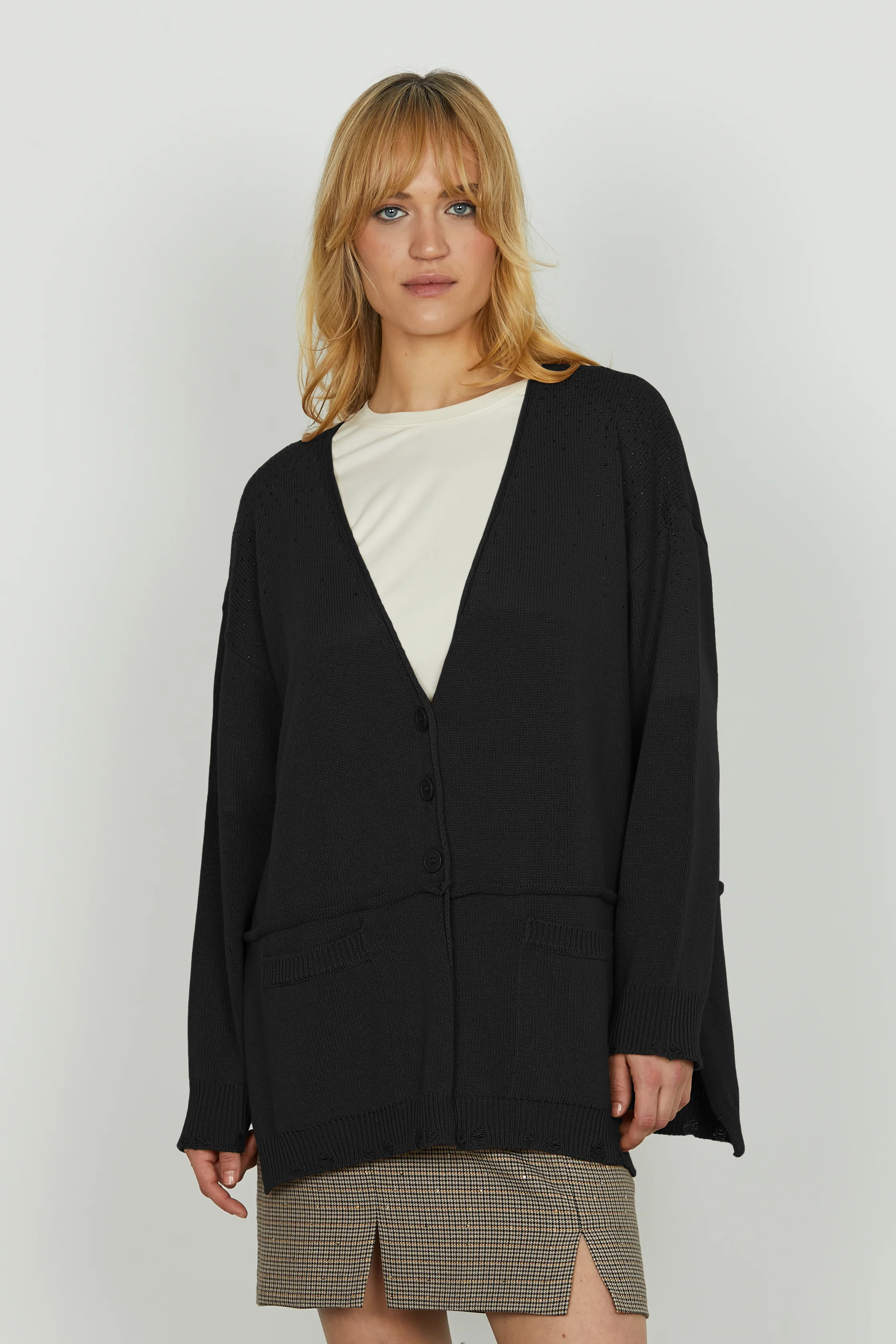 Cardigan MILOS lungo manica lunga con tasche più strass più rotture - Image 6