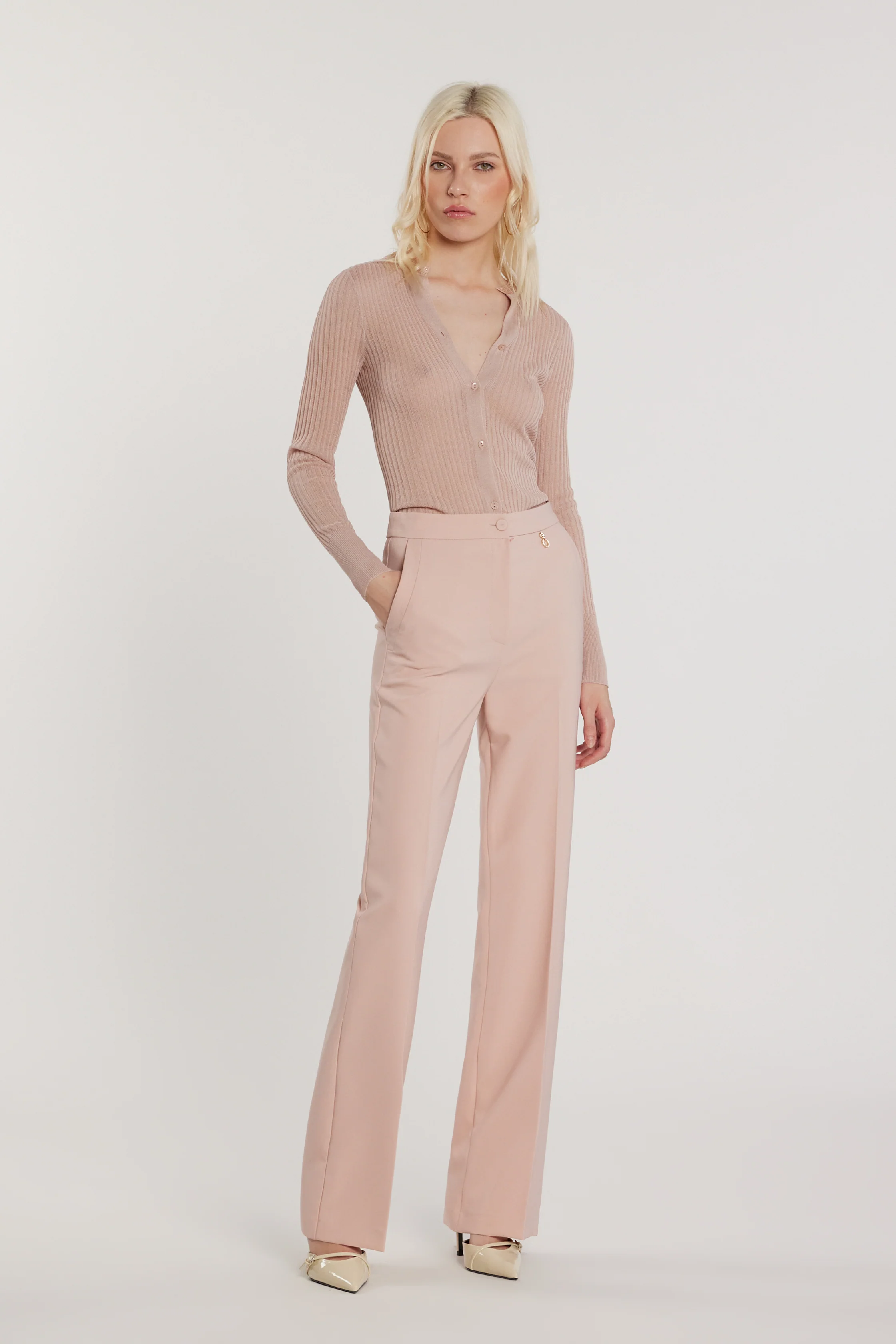 Cardigan ROAN maniche lunghe con bottoncini più strass costina - Image 5