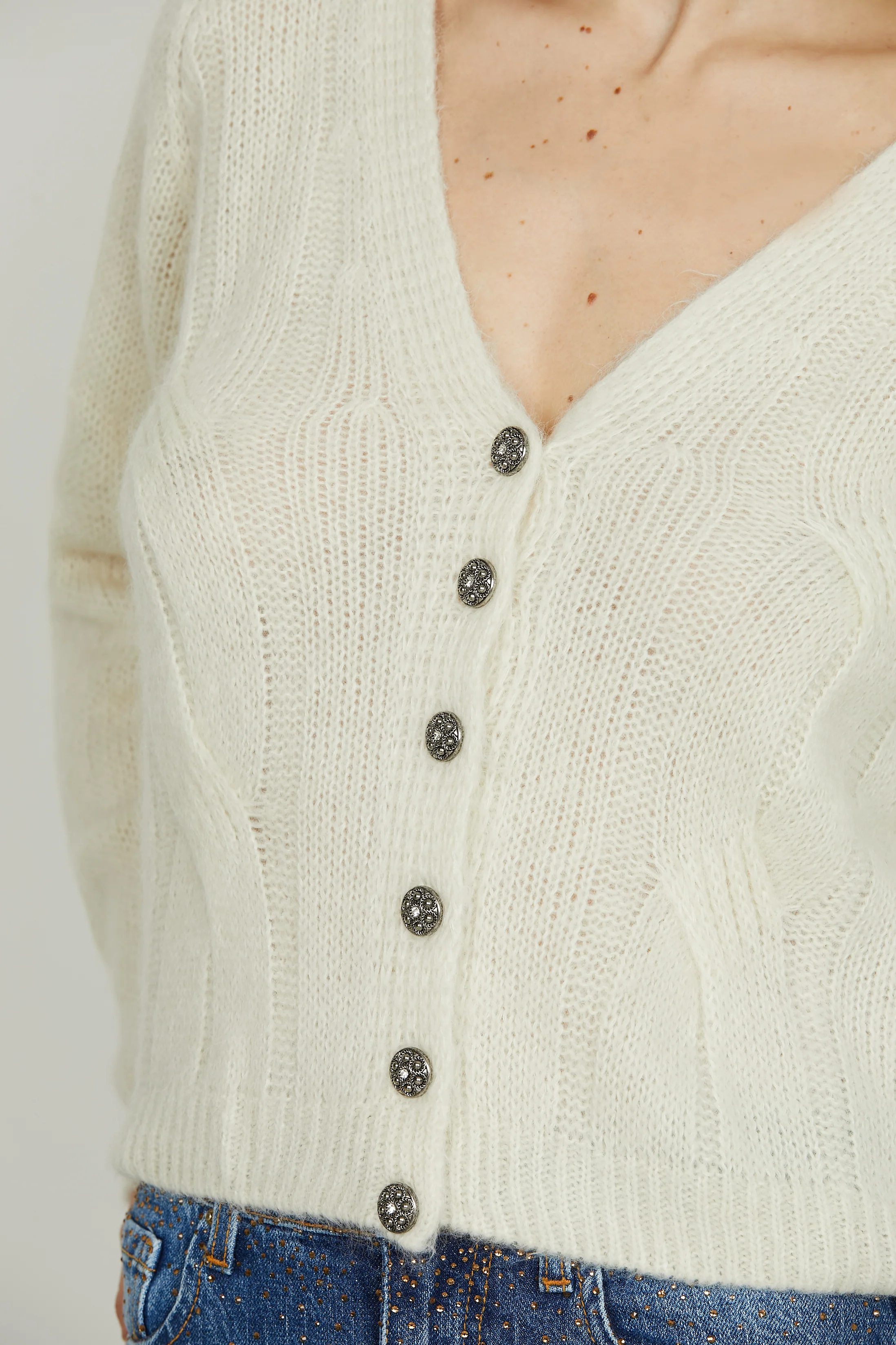 Cardigan SHERPPY manica lunga trecce bottoni gioiello - Image 4