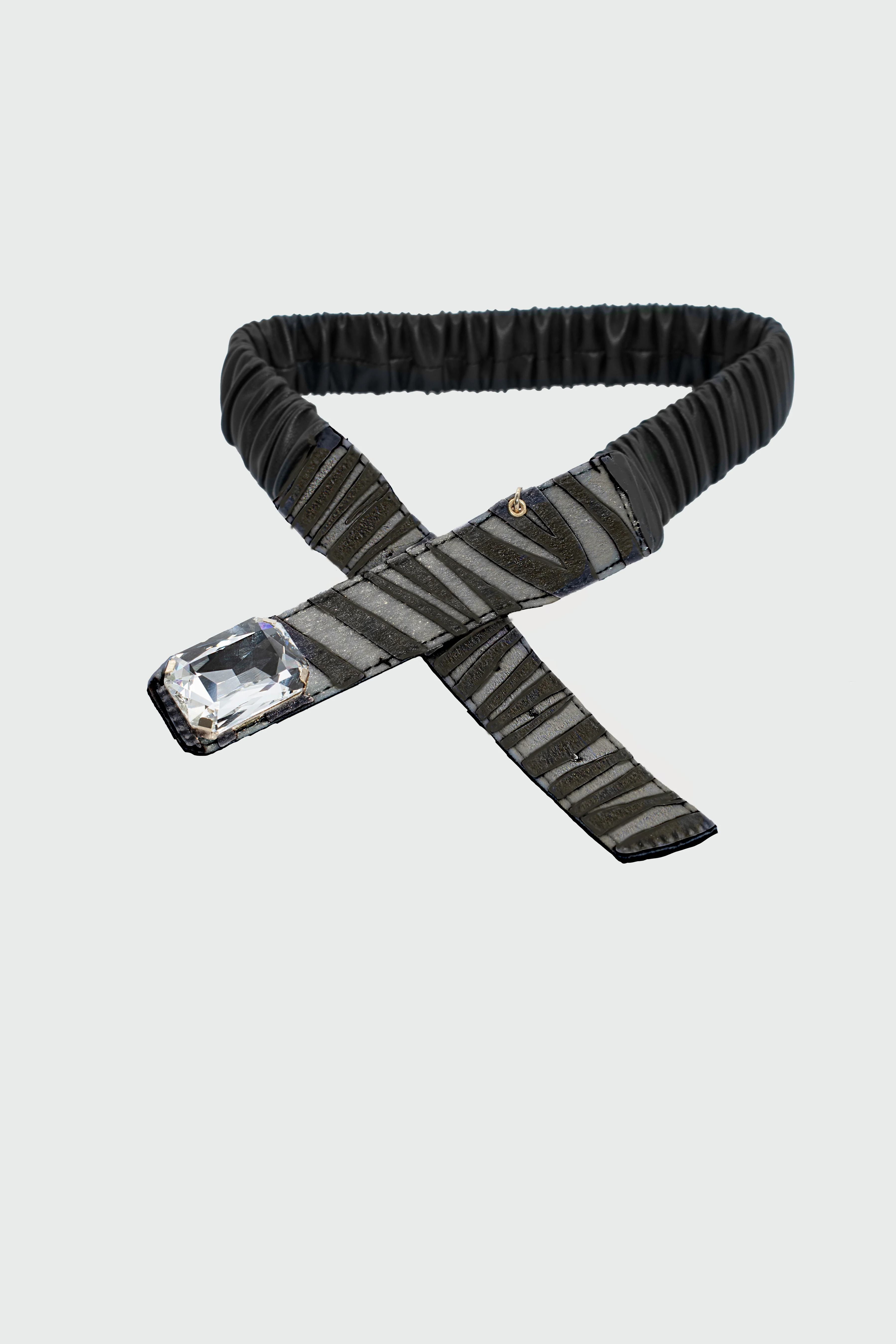 Cintura CONTAC con elastico più cabochon più inserto animalier ecopelle - Image 3