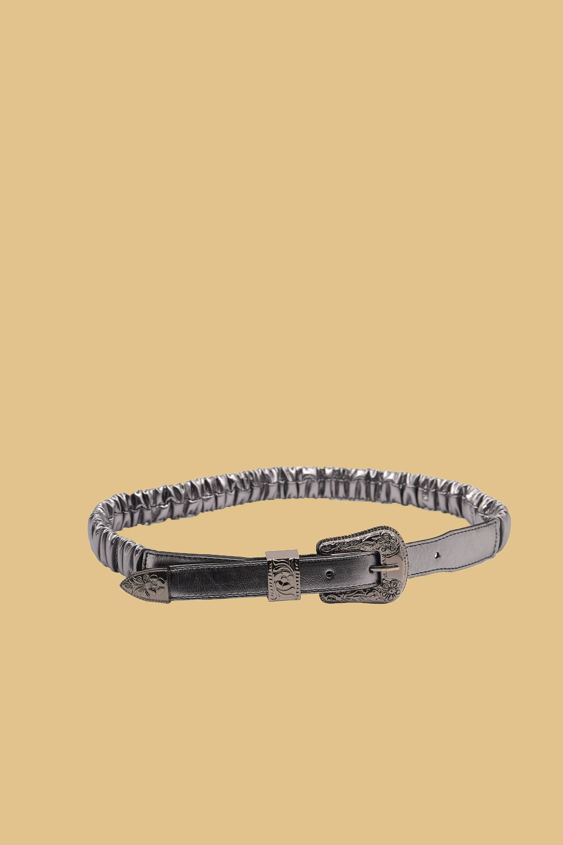 Cintura FOND stretta con fibbia western ecopelle metallizzata - Image 3