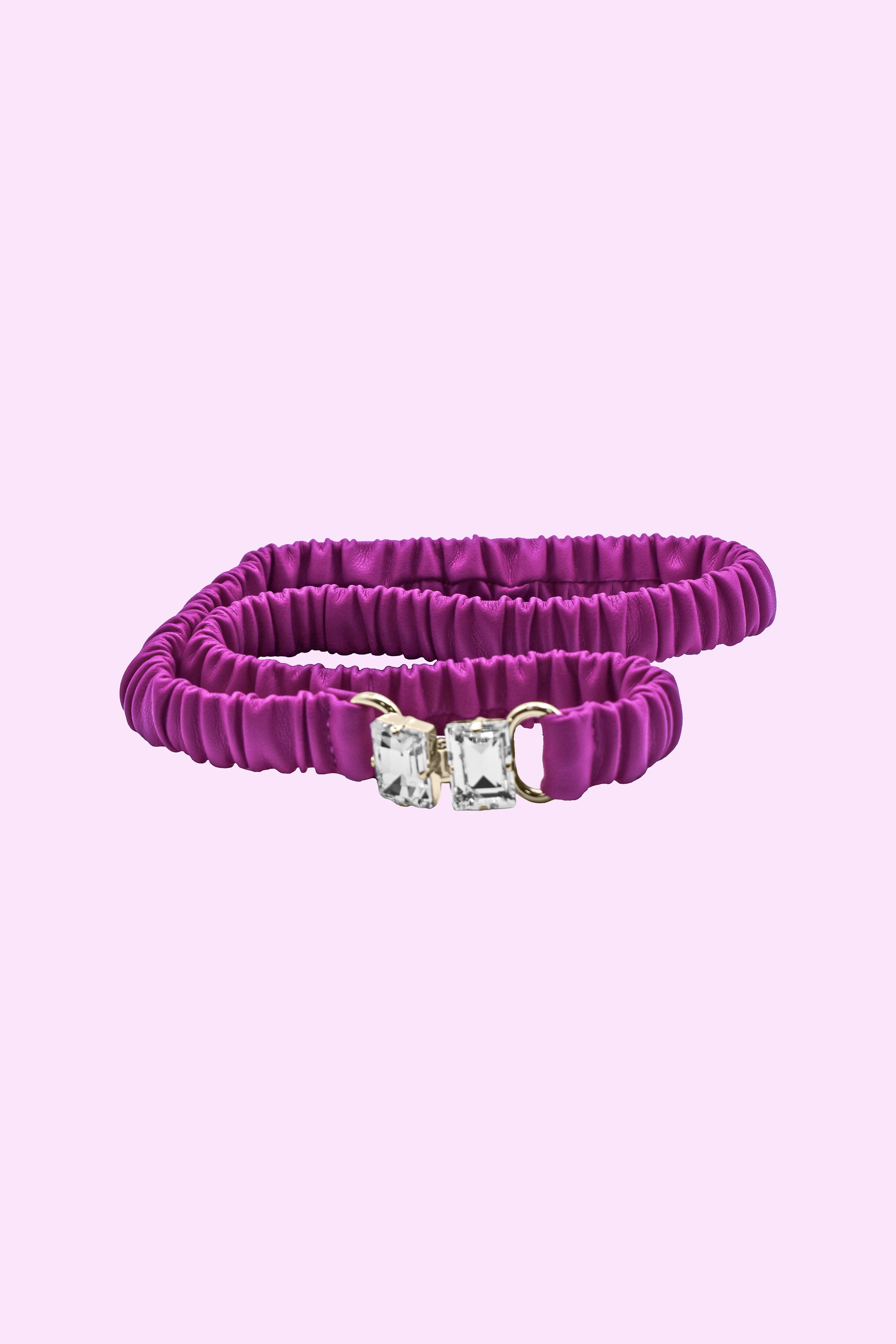 cintura LOVELYS stretta con arricci più doppio cabochon ecopelle - Image 5