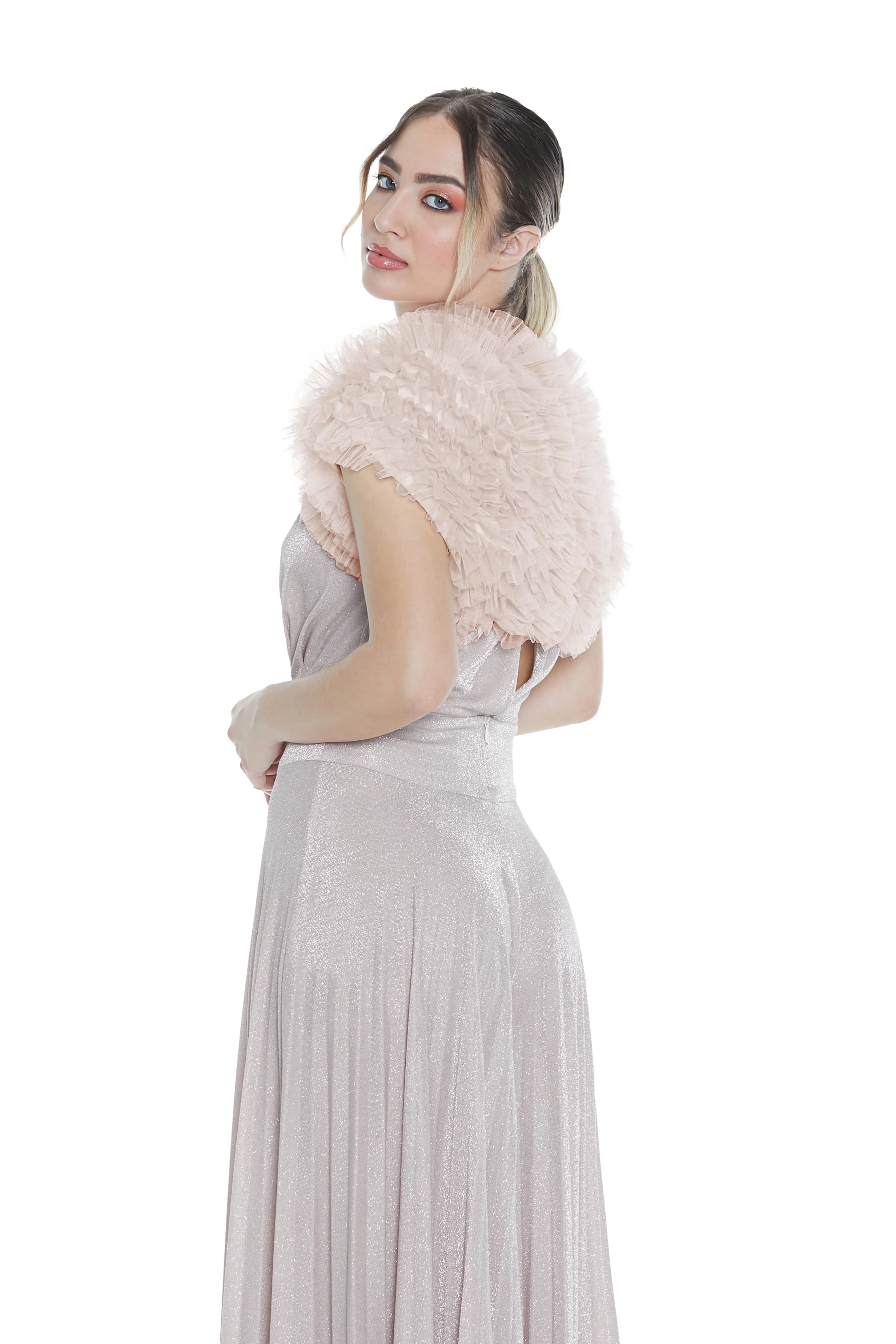 Coprispalle DOCK_A  corto mezza manica con rouches tulle - Image 3
