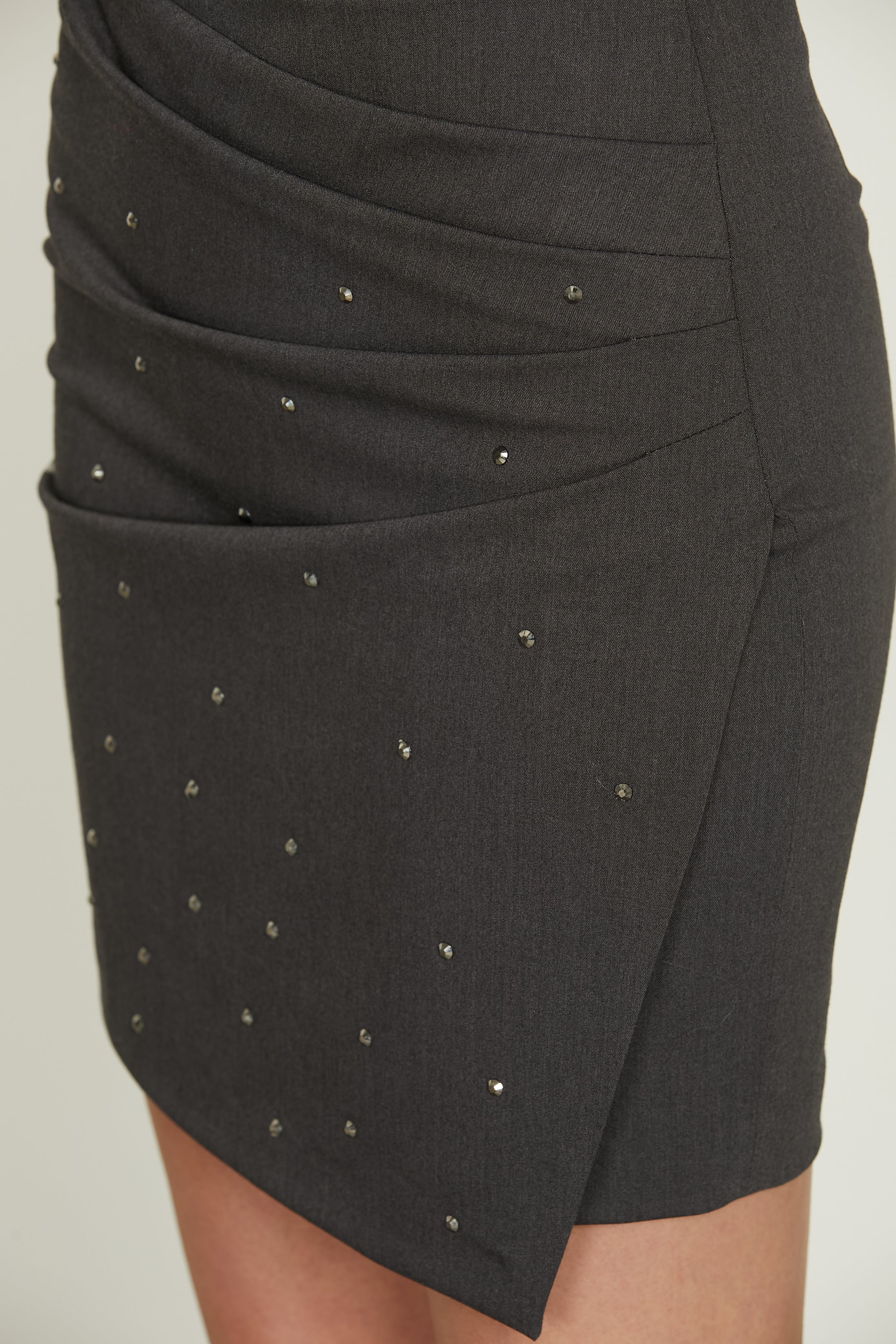 Gonna PROMU corta con pannello più pieghe più cinturino più strass - Image 5