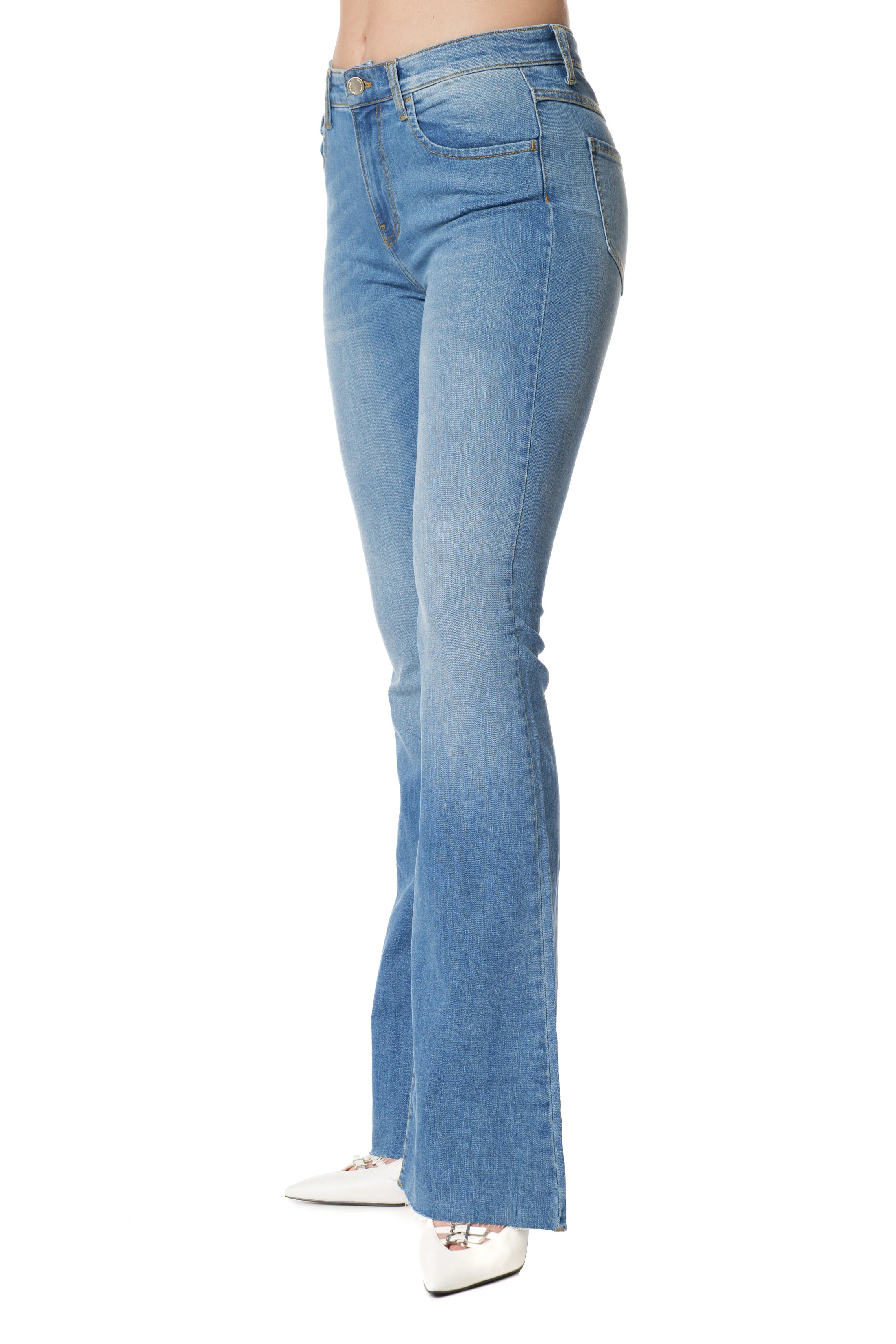 Jeans SCHIFFER_27 Vita Media con F.Do Sfrangiato 5 Ts Flaire Fit Denim - Image 3