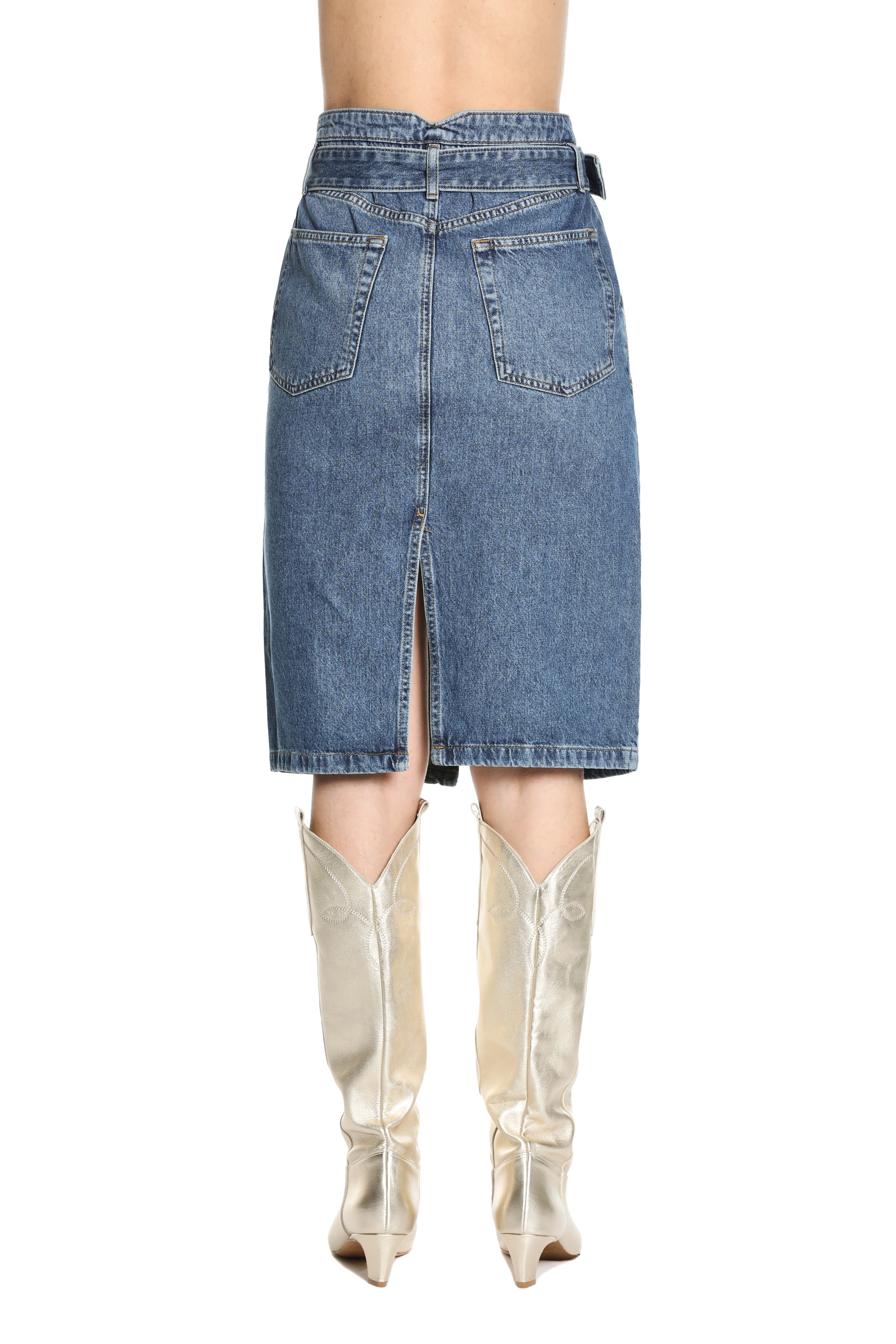 Longuette ALTIRESA v.alta con doppio cinturino più spacchi più cintura logo denim - Image 2