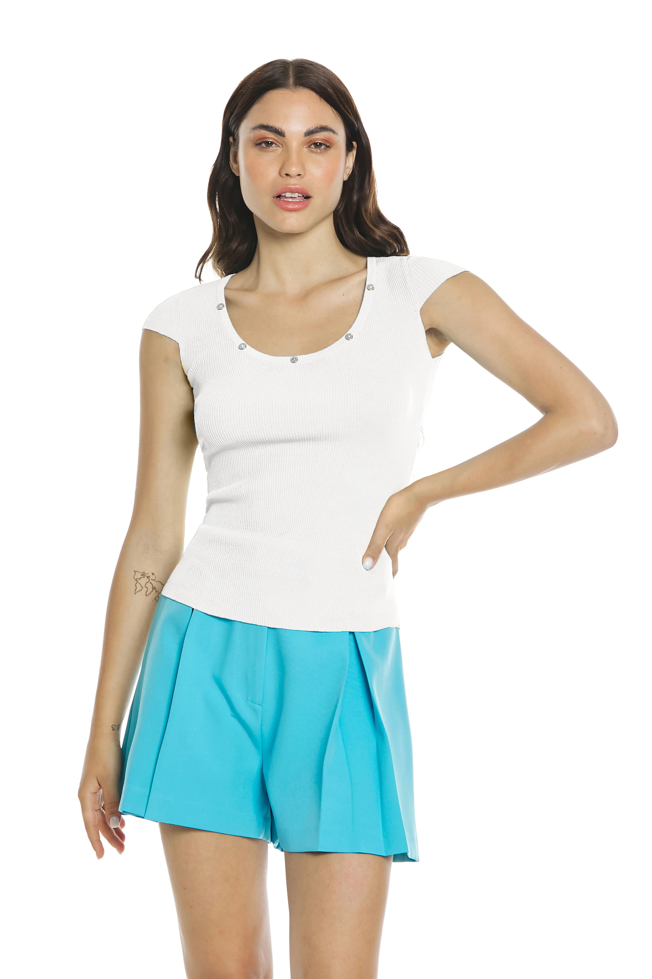 Maglia ARAGONITE mezza manica scollo madonna con bottoncini costina - Image 7