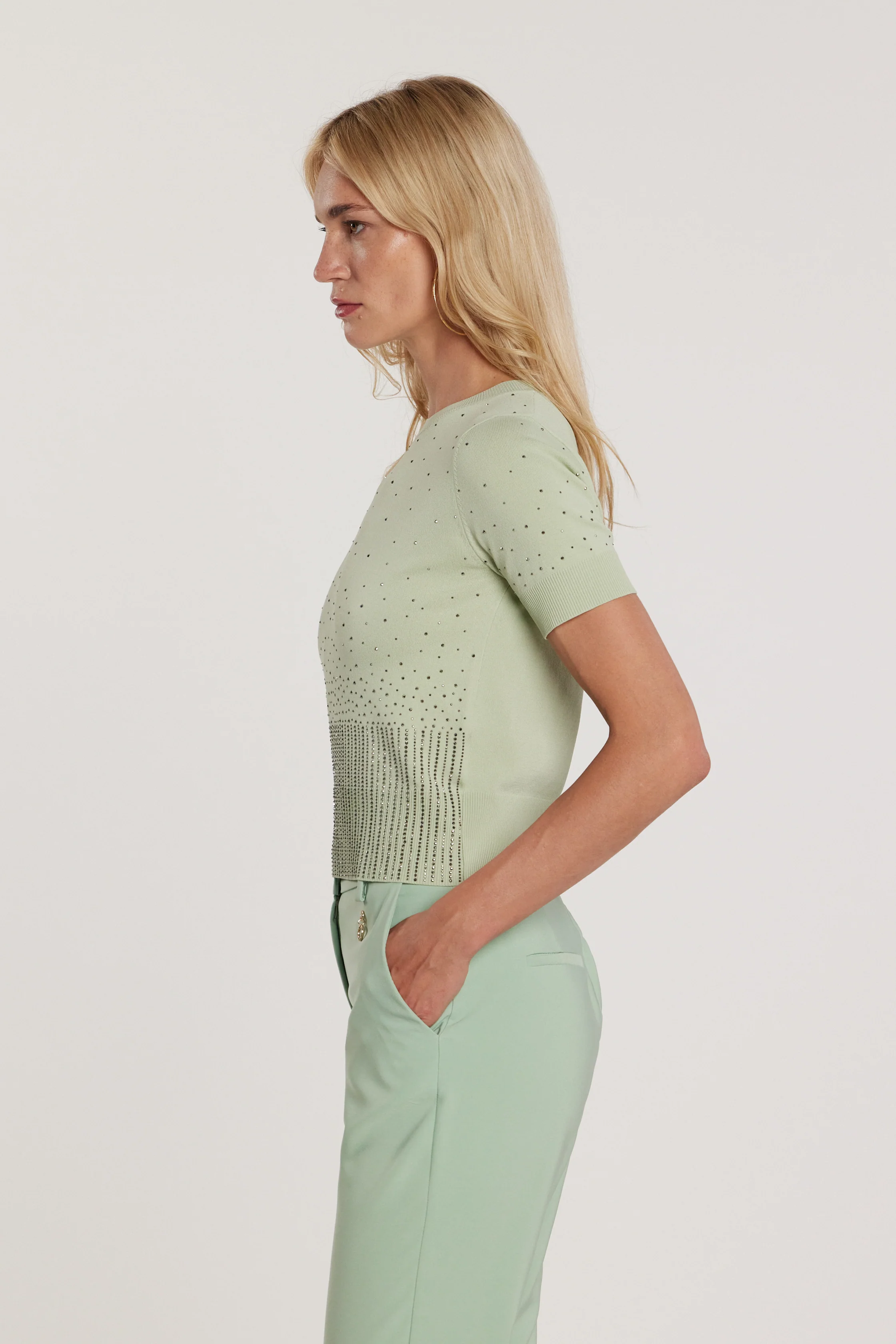Maglia BLUNT maniche corte girocollo con applicazioni strass - Image 2