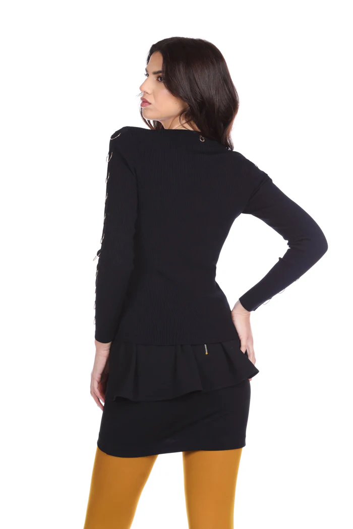 Maglia CIDOMY manica lunga con dettaglio anelli costina - Image 5