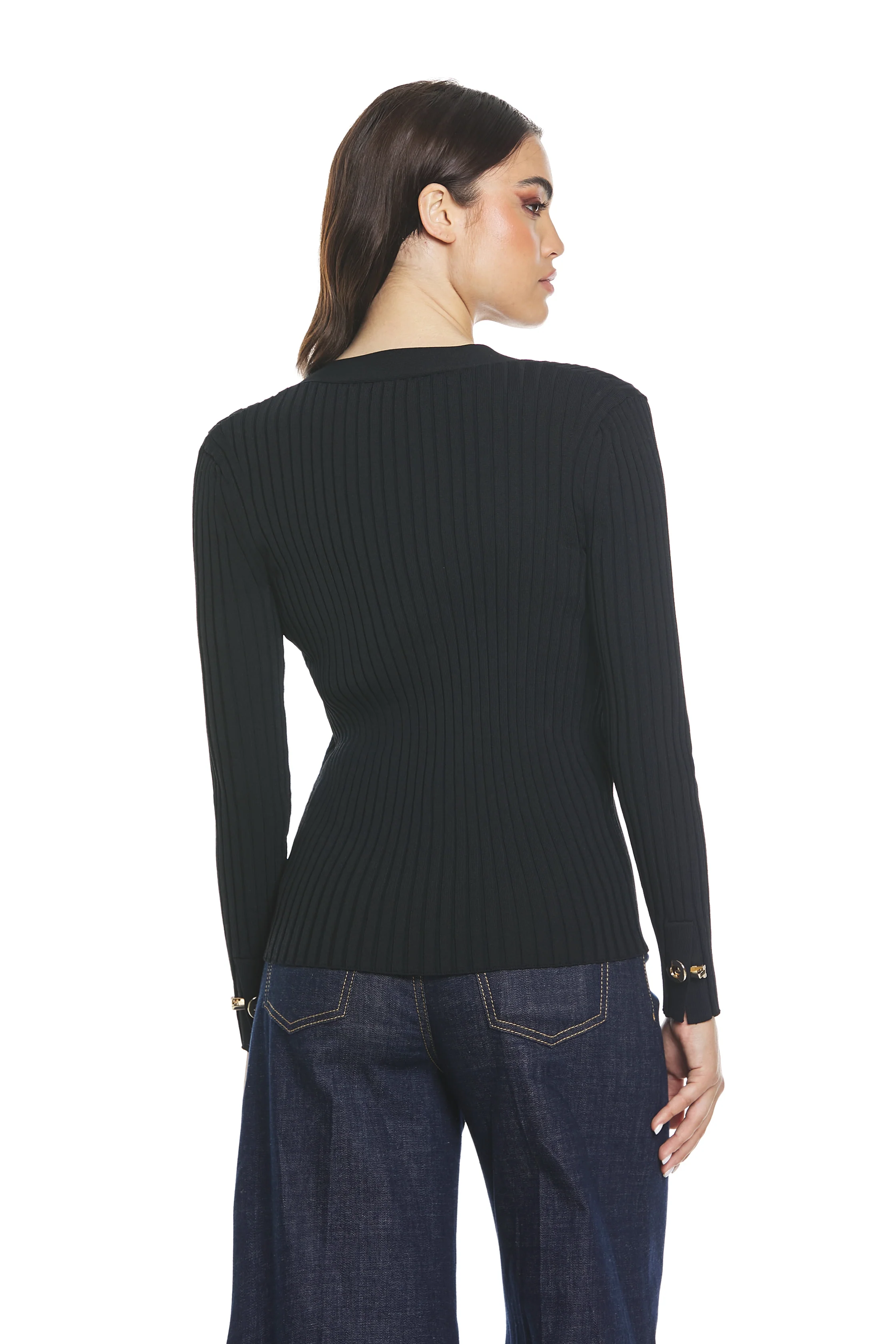 Maglia LARIMAR manica lunga con anelli più ganci scollo v costina - Image 4